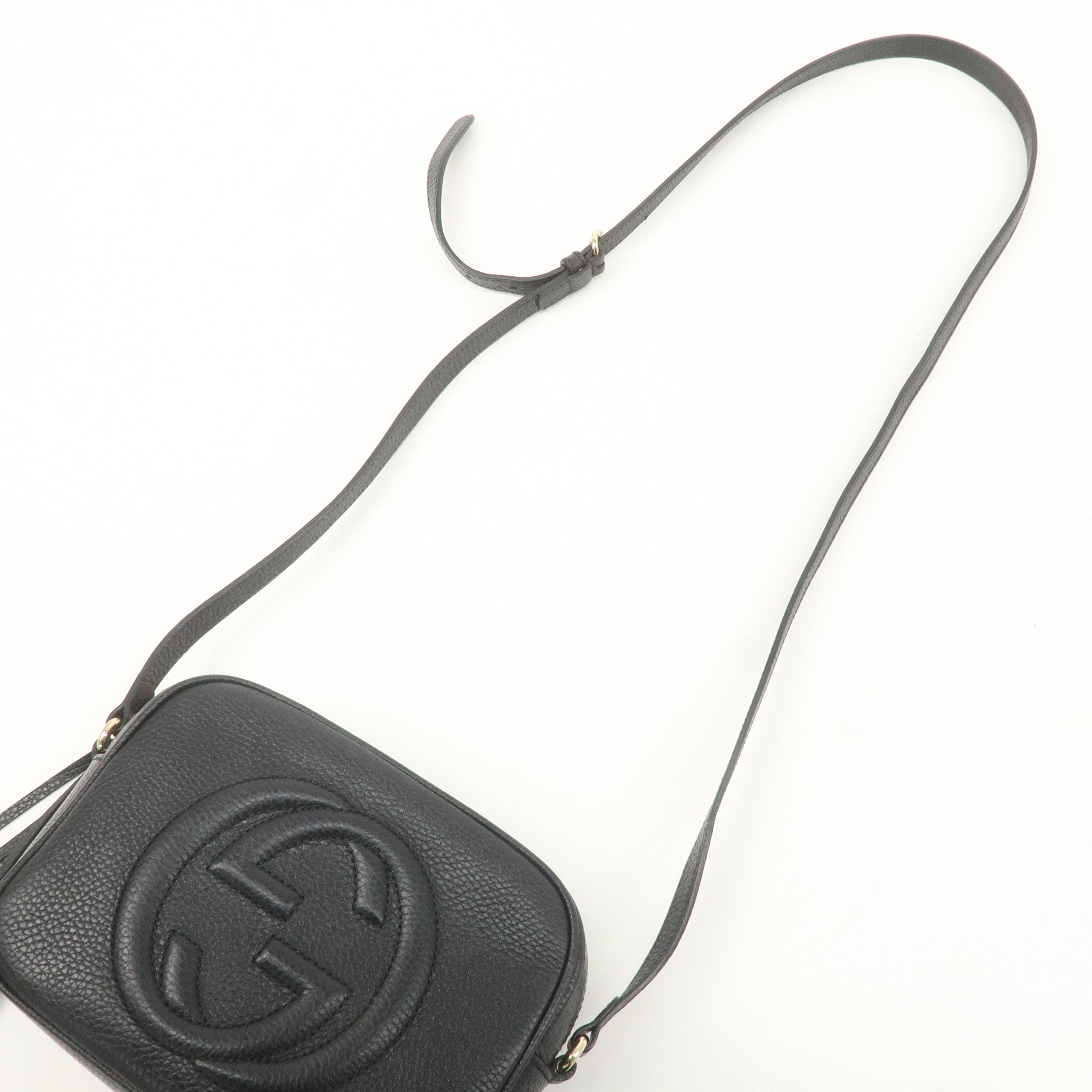 GUCCI SOHO Small Disco Leather Shoulder Bag Black 308364