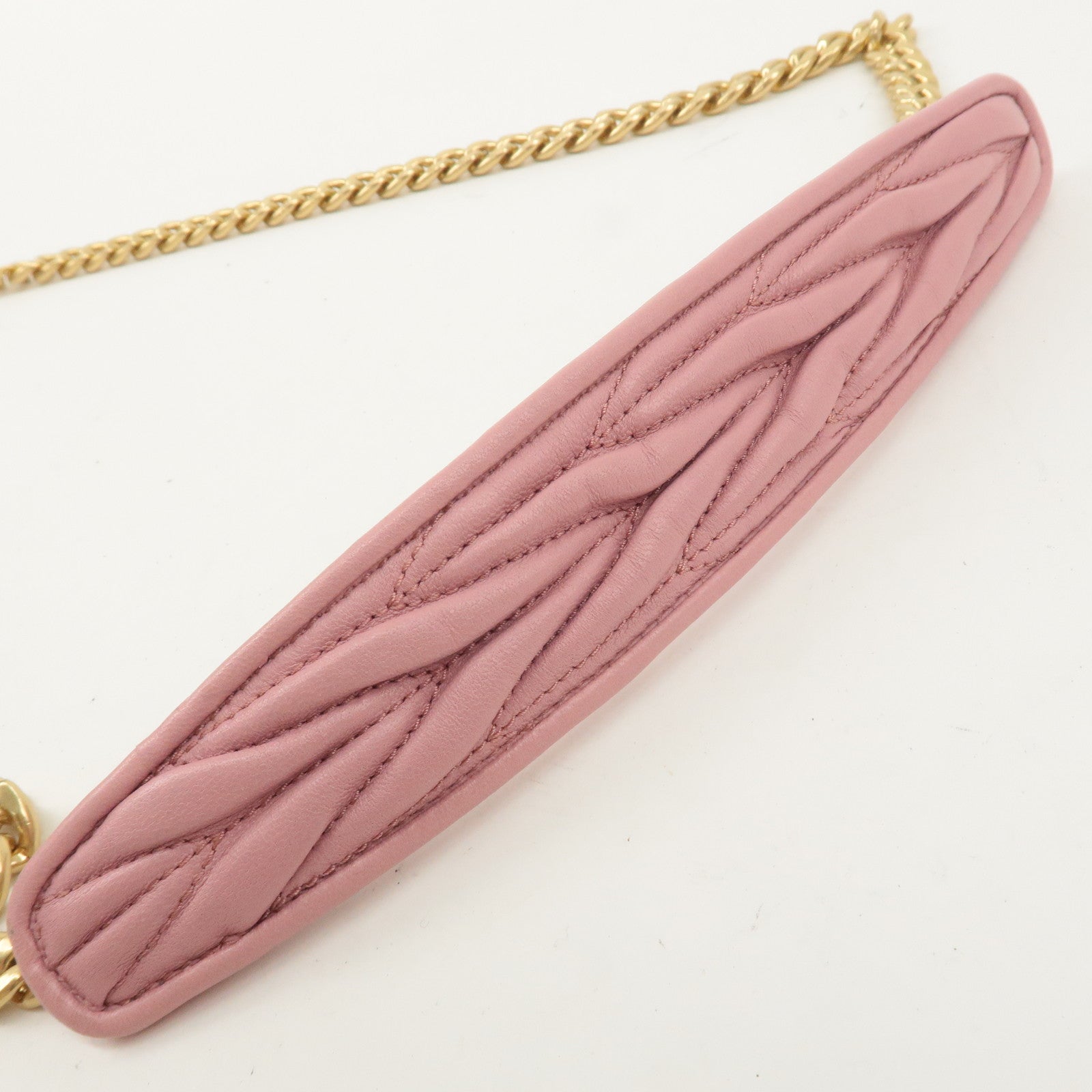 MIU MIU Matelasse Leather Chain Shoulder Bag Pink