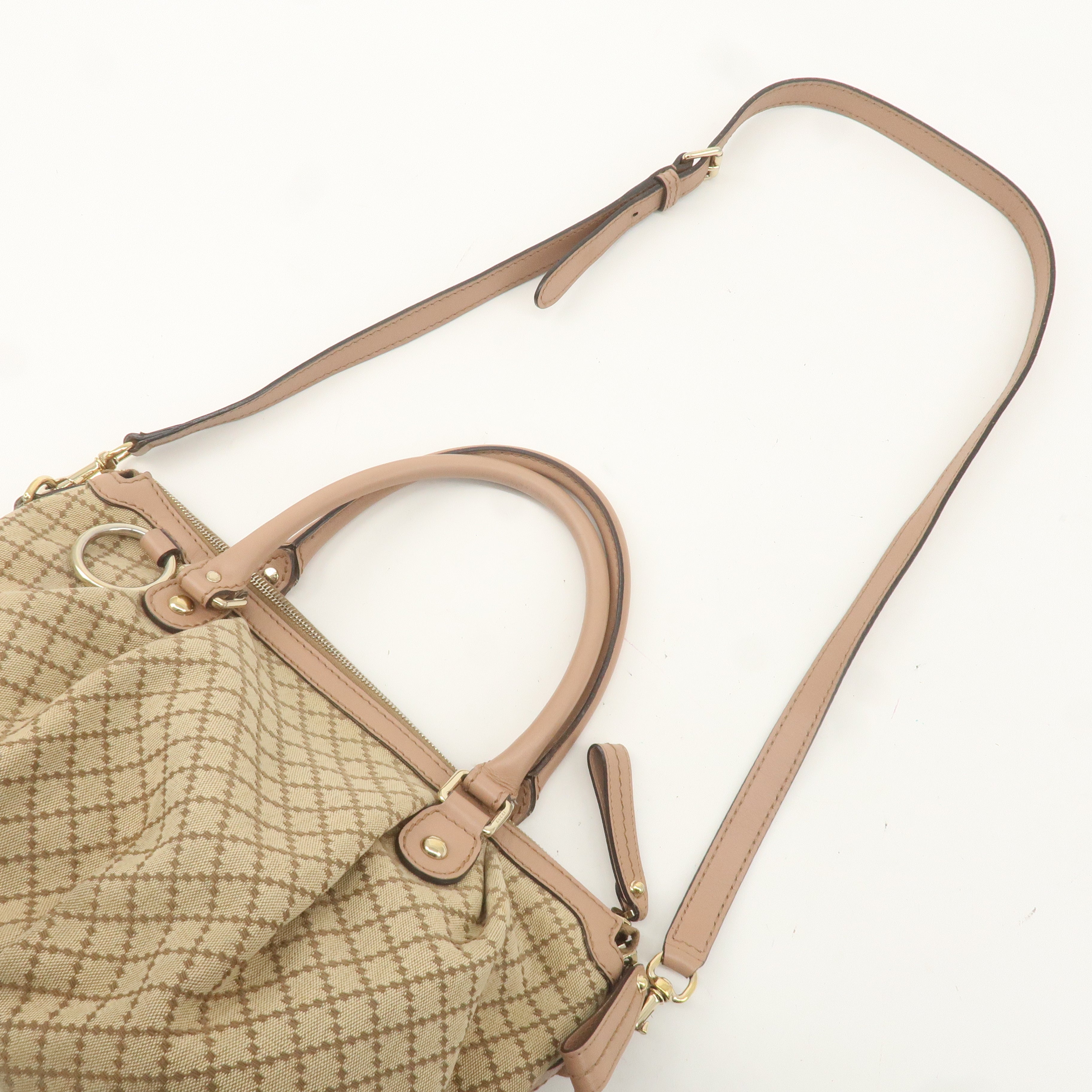 GUCCI Diamante Sukey Canvas Leather 2Way Shoulder Bag 247902