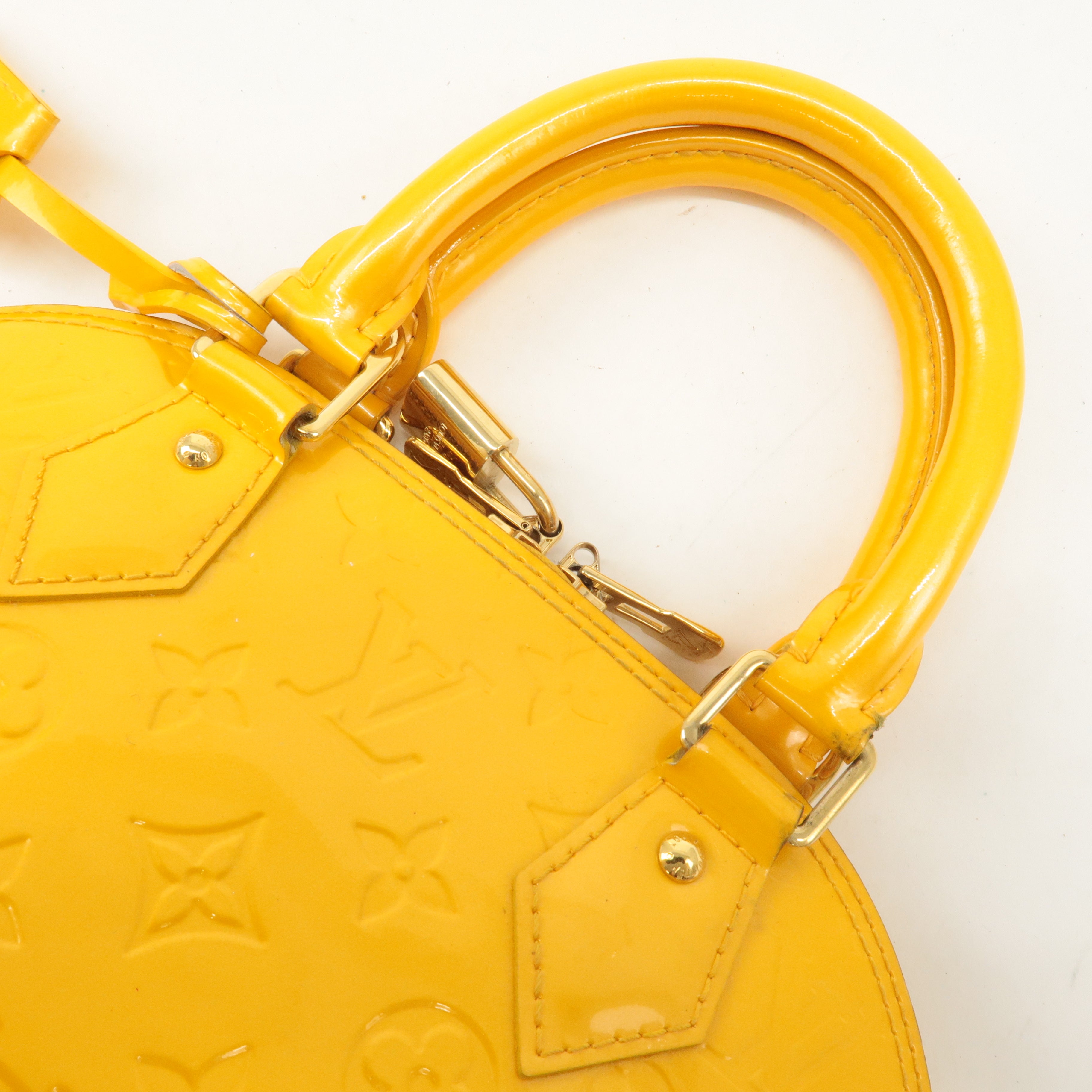 Louis Vuitton Monogram Vernis Alma BB 2Way Bag Yellow M91697