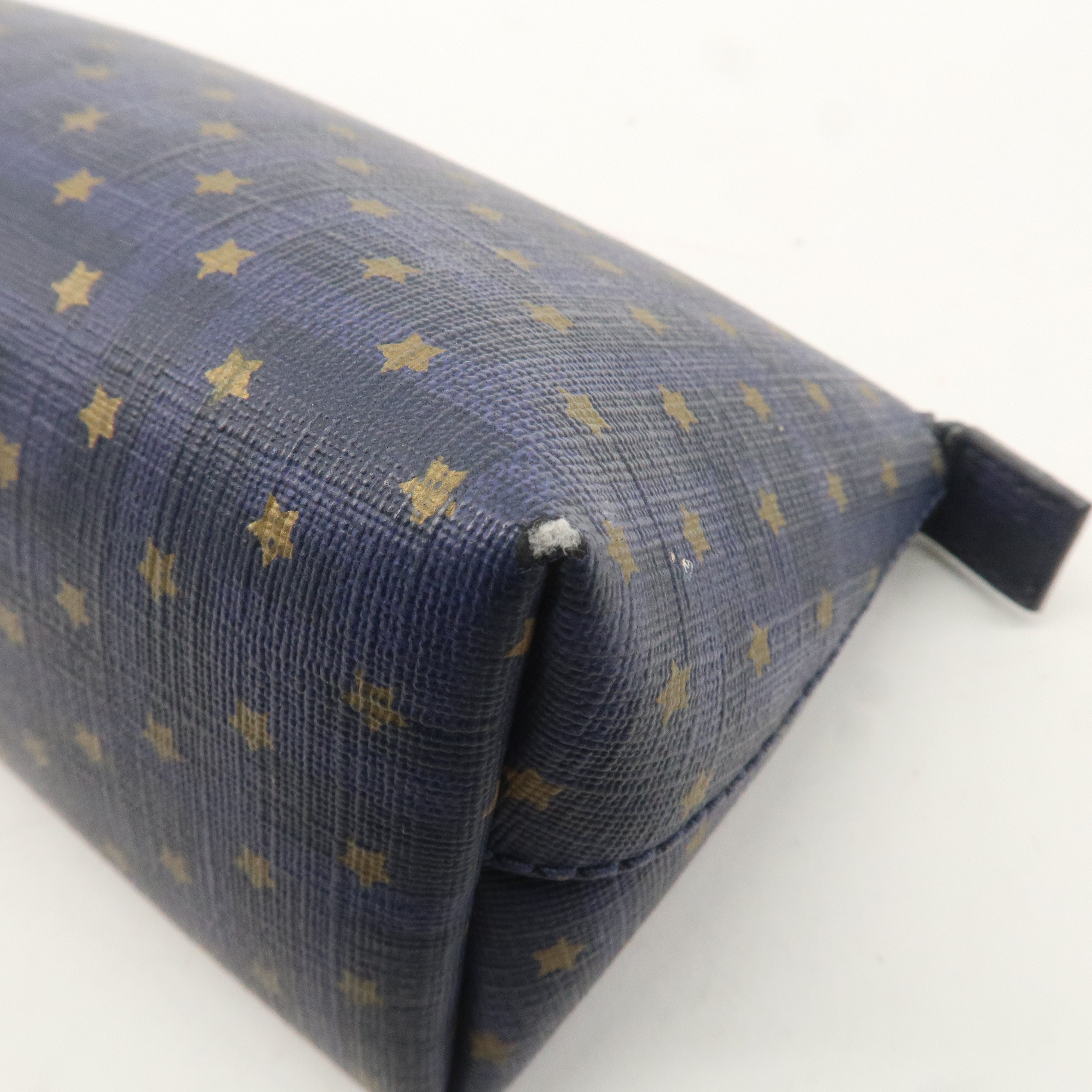 FENDI Zucca PVC Leather Star Print Cosmetic Pouch Navy 7N0038