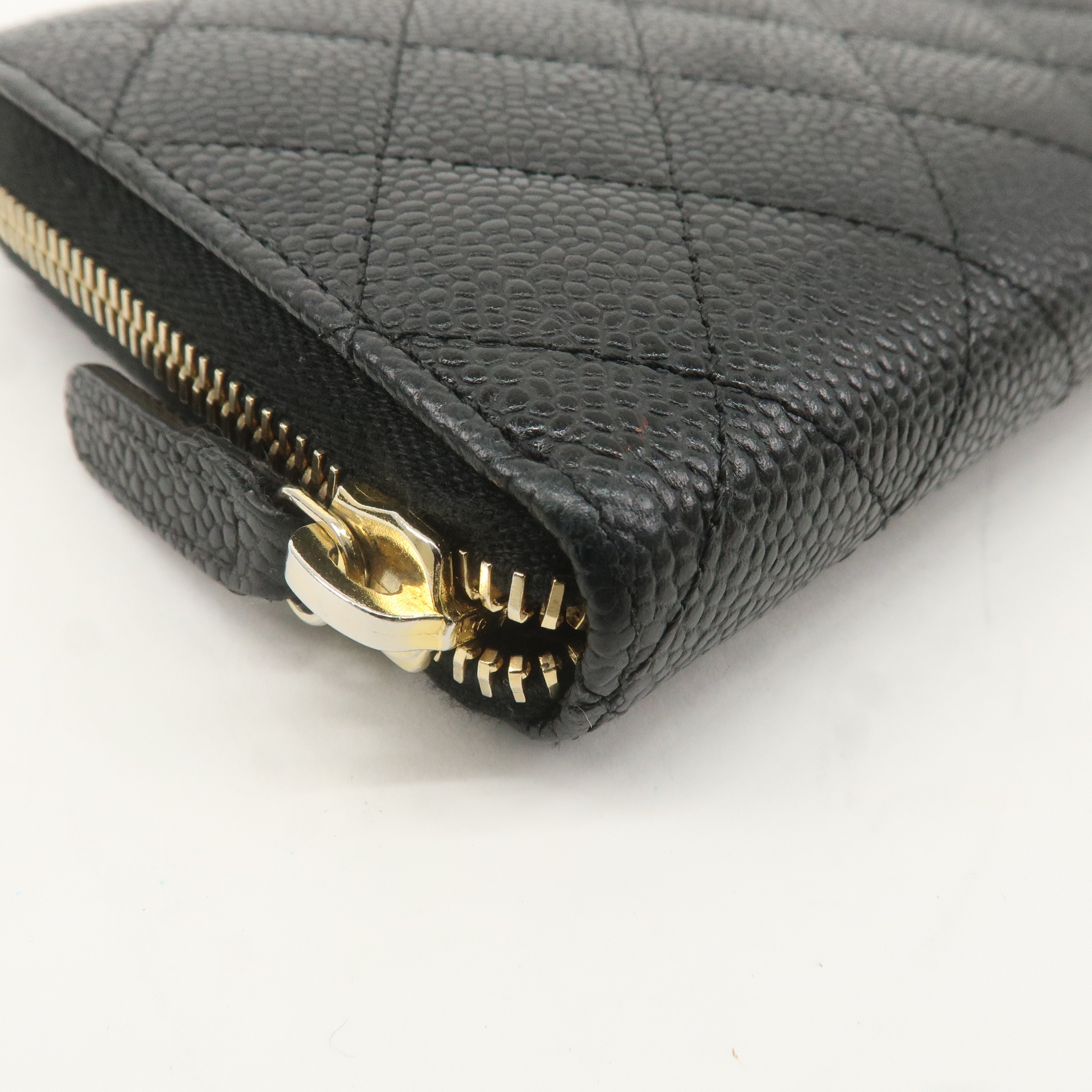 CHANEL Caviar Skin Coco Mark Matelasse Long Wallet Black A50097