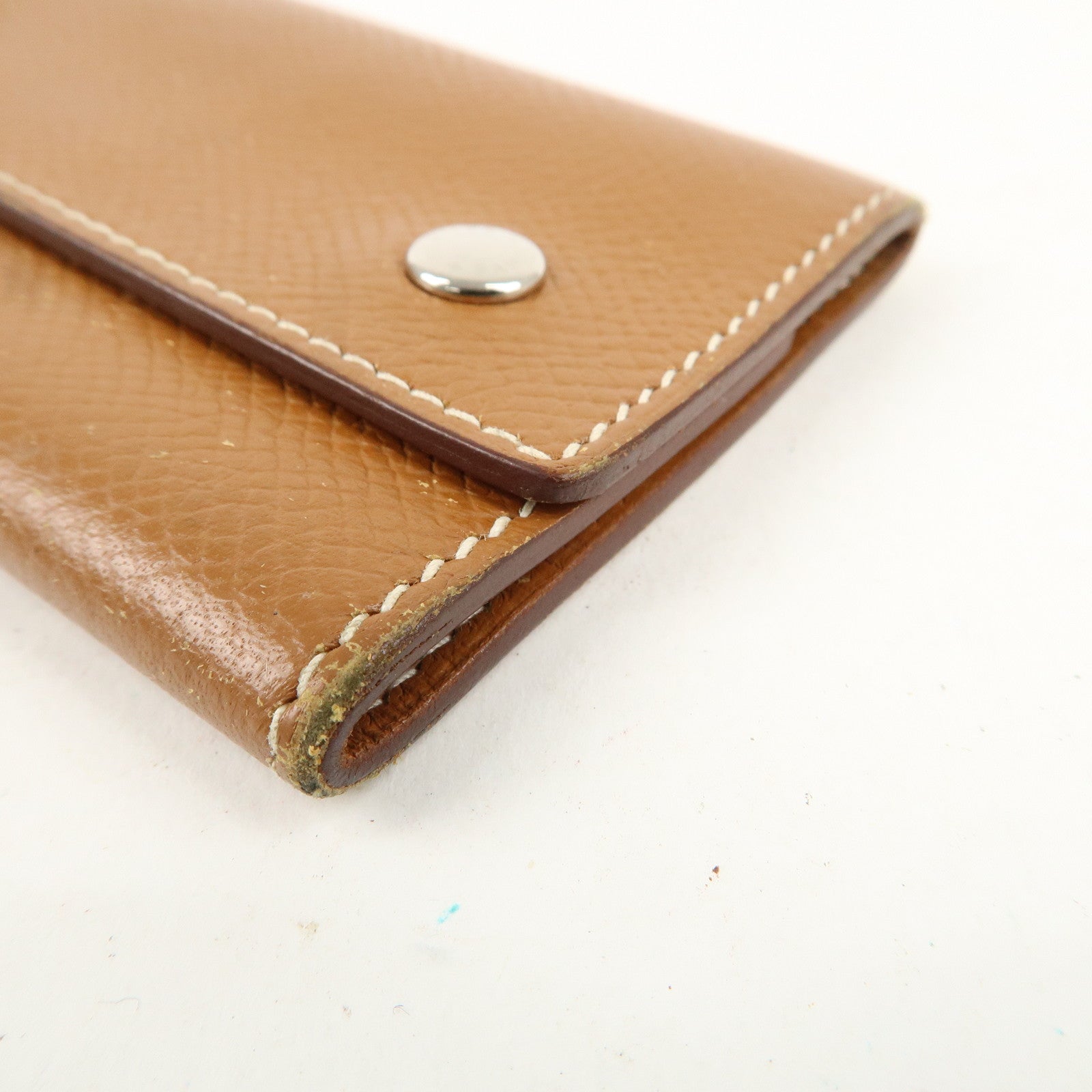 HERMES Epsom Etui Cles 4 L Stamped Key Case Gold Brown