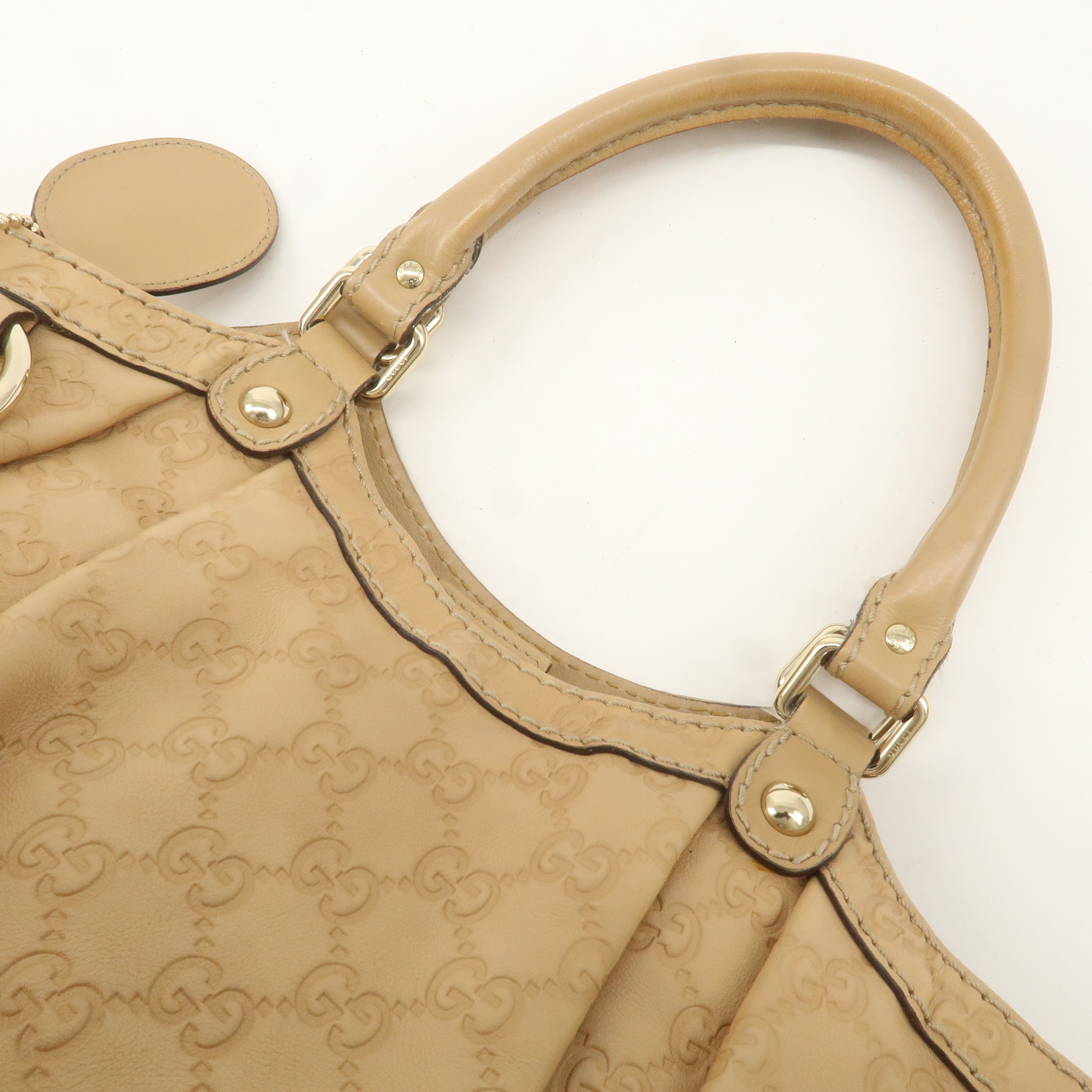 GUCCI Guccissima Leather Hand Bag Beige 211944