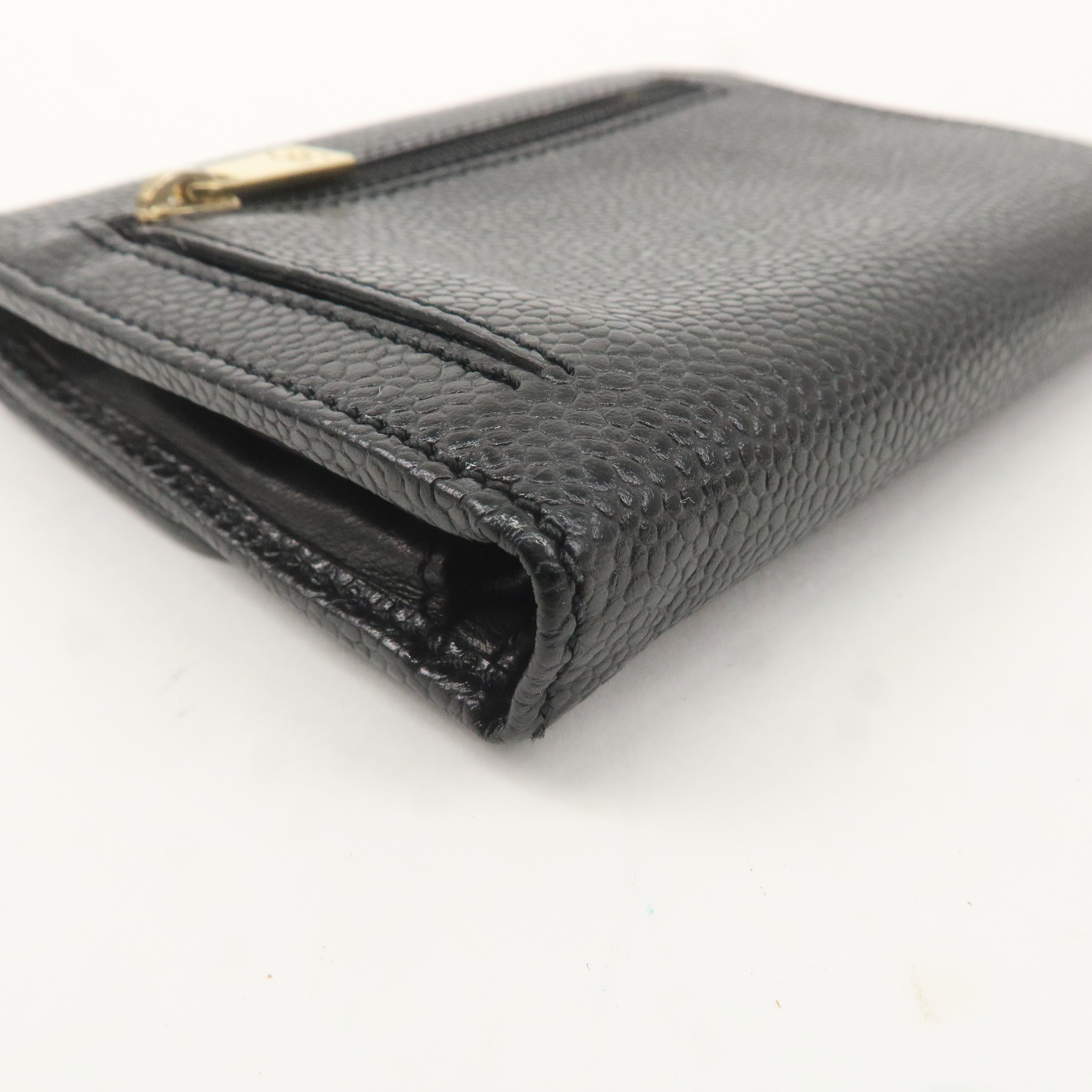 CHANEL Caviar Skin Coco Mark Tri-fold Wallet Black A13226