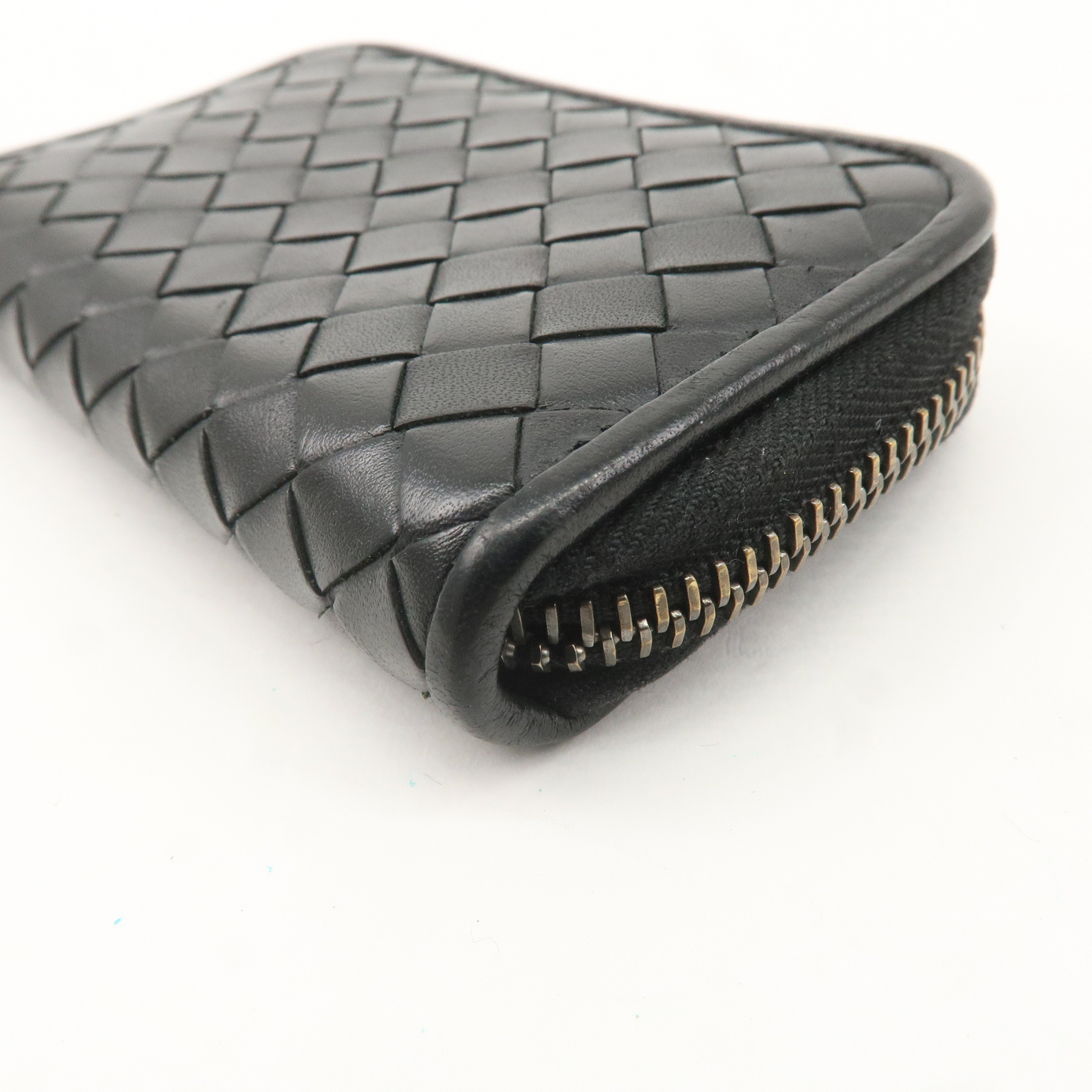 BOTTEGA VENETA Intrecciato Leather Coin Case Coin Purse Black