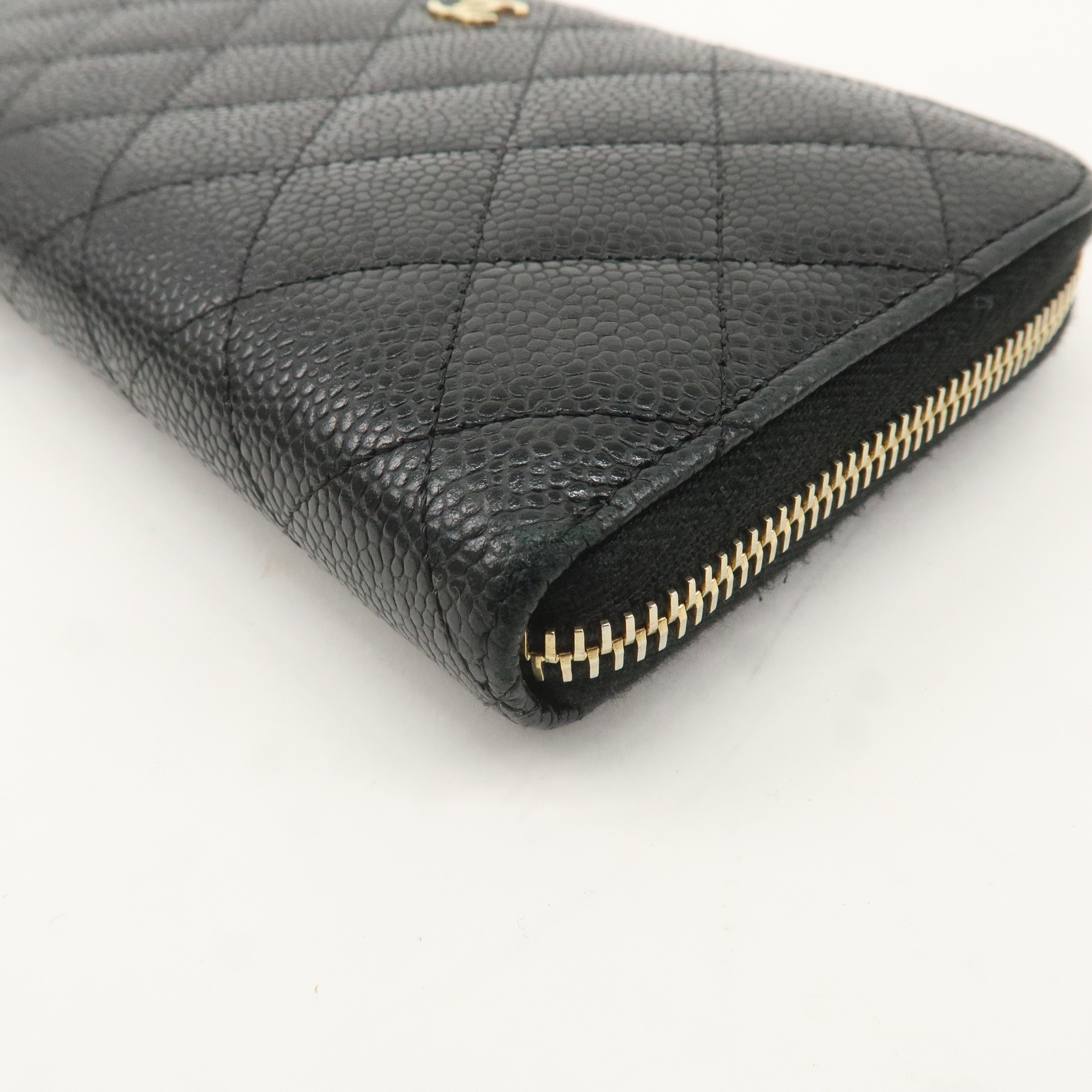 CHANEL Caviar Skin Coco Mark Matelasse Long Wallet Black A50097