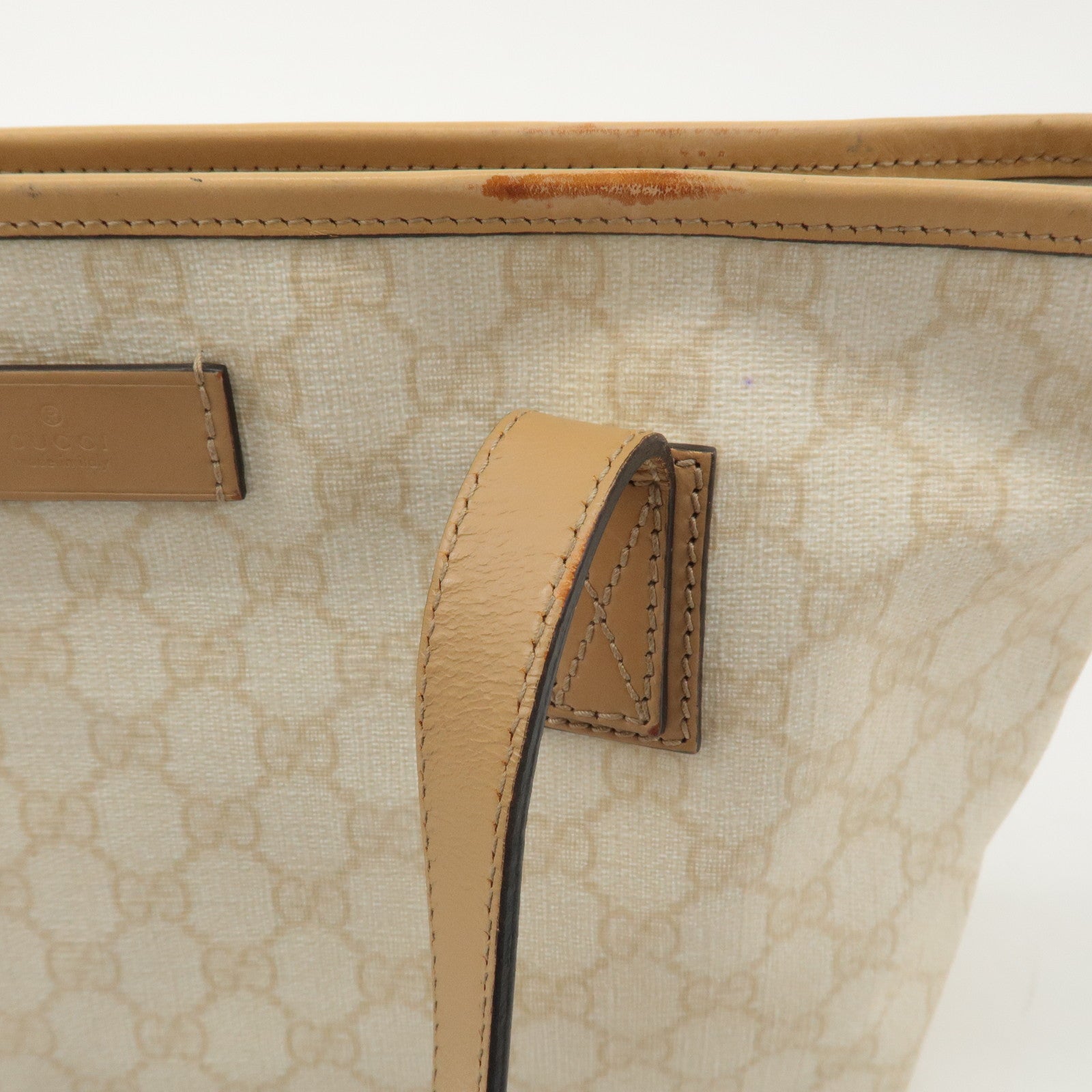 GUCCI GG Supreme Leather Tote Bag Hand Bag Beige Ivory 211138