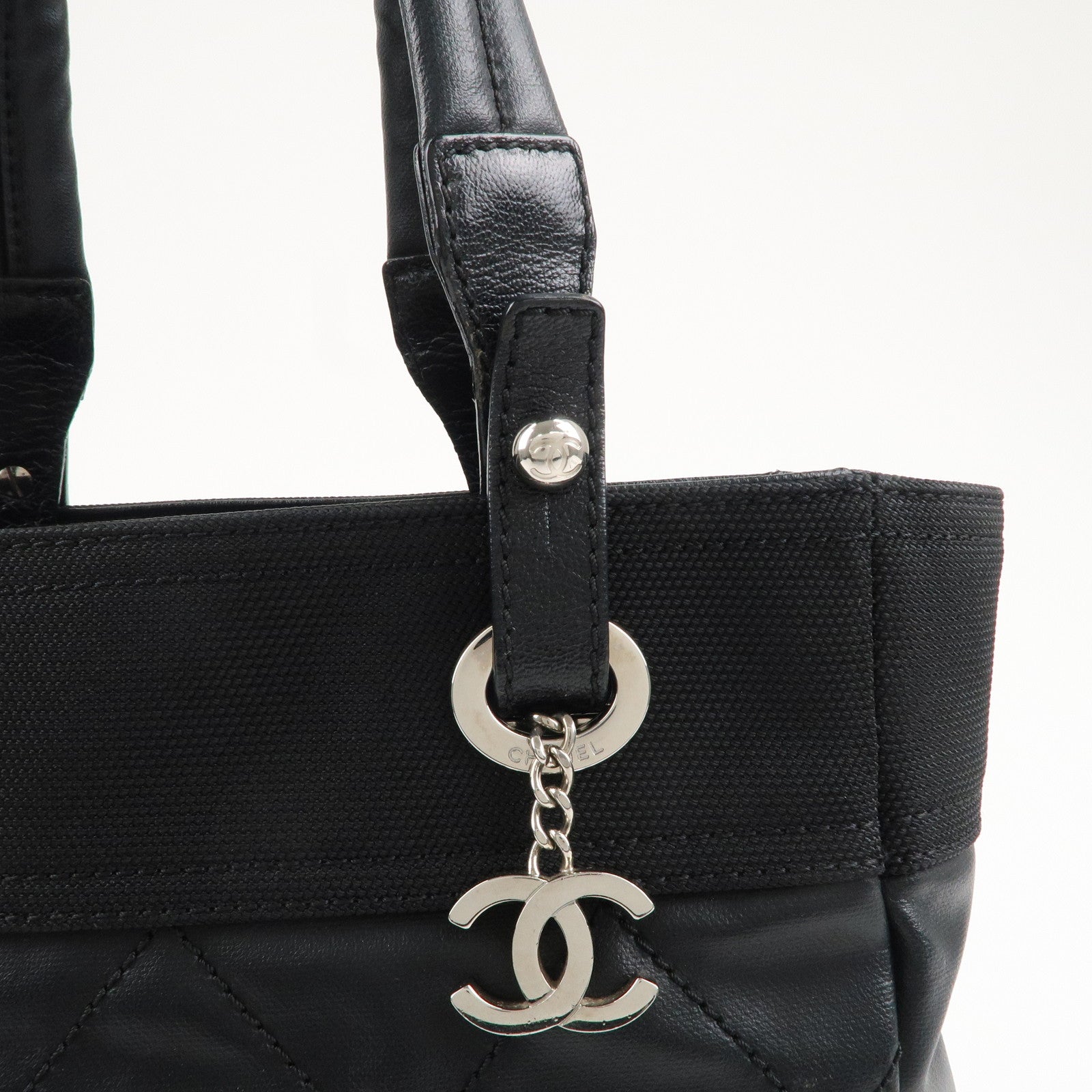 CHANEL Paris Biarritz Coated Canvas Leather Tote Bag PM A34208