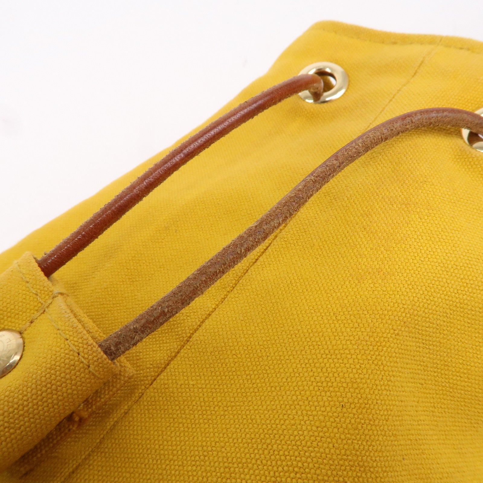 HERMES Canvas Leather Porochon Mimil PM Shoulder Bag Yellow