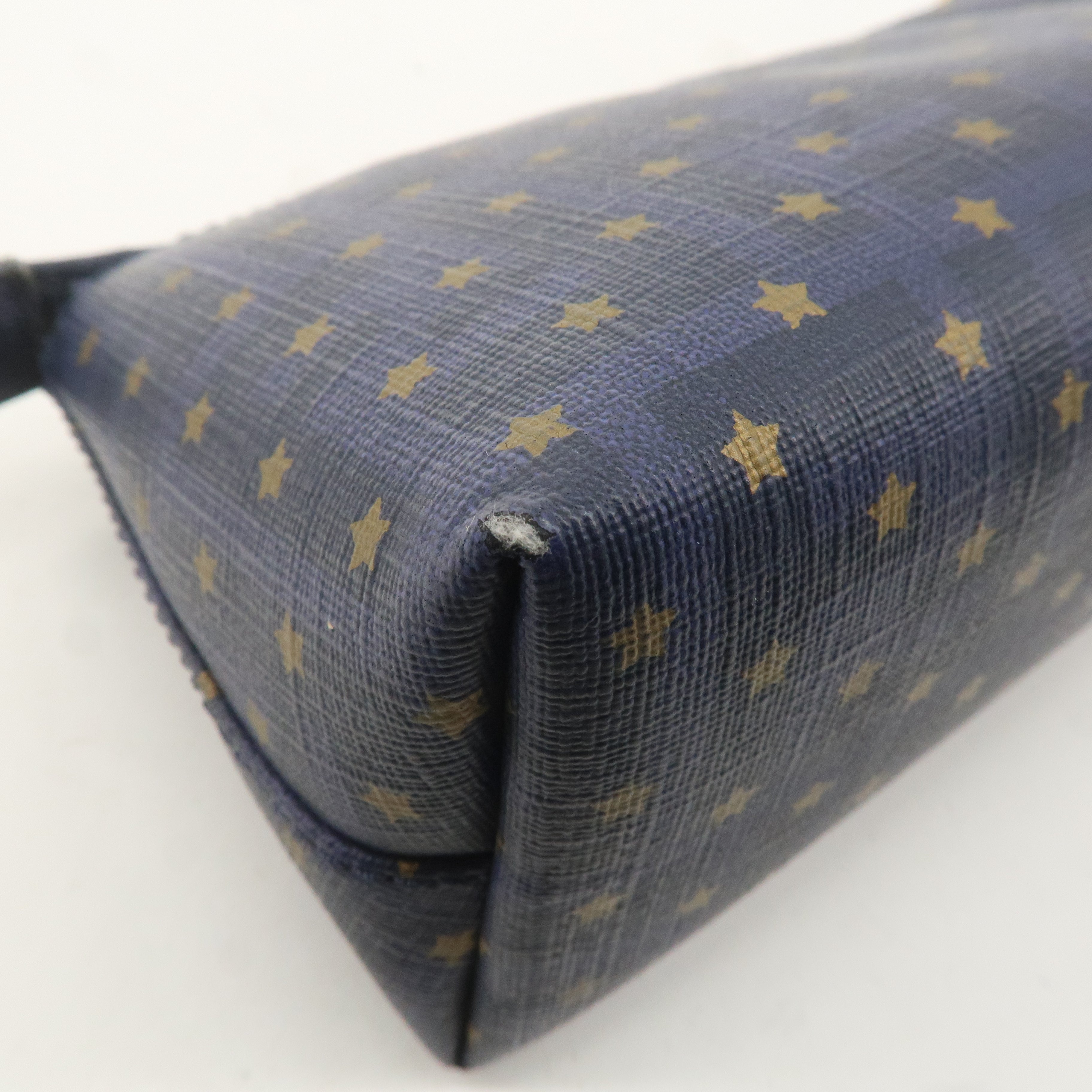 FENDI Zucca PVC Leather Star Print Cosmetic Pouch Navy 7N0038