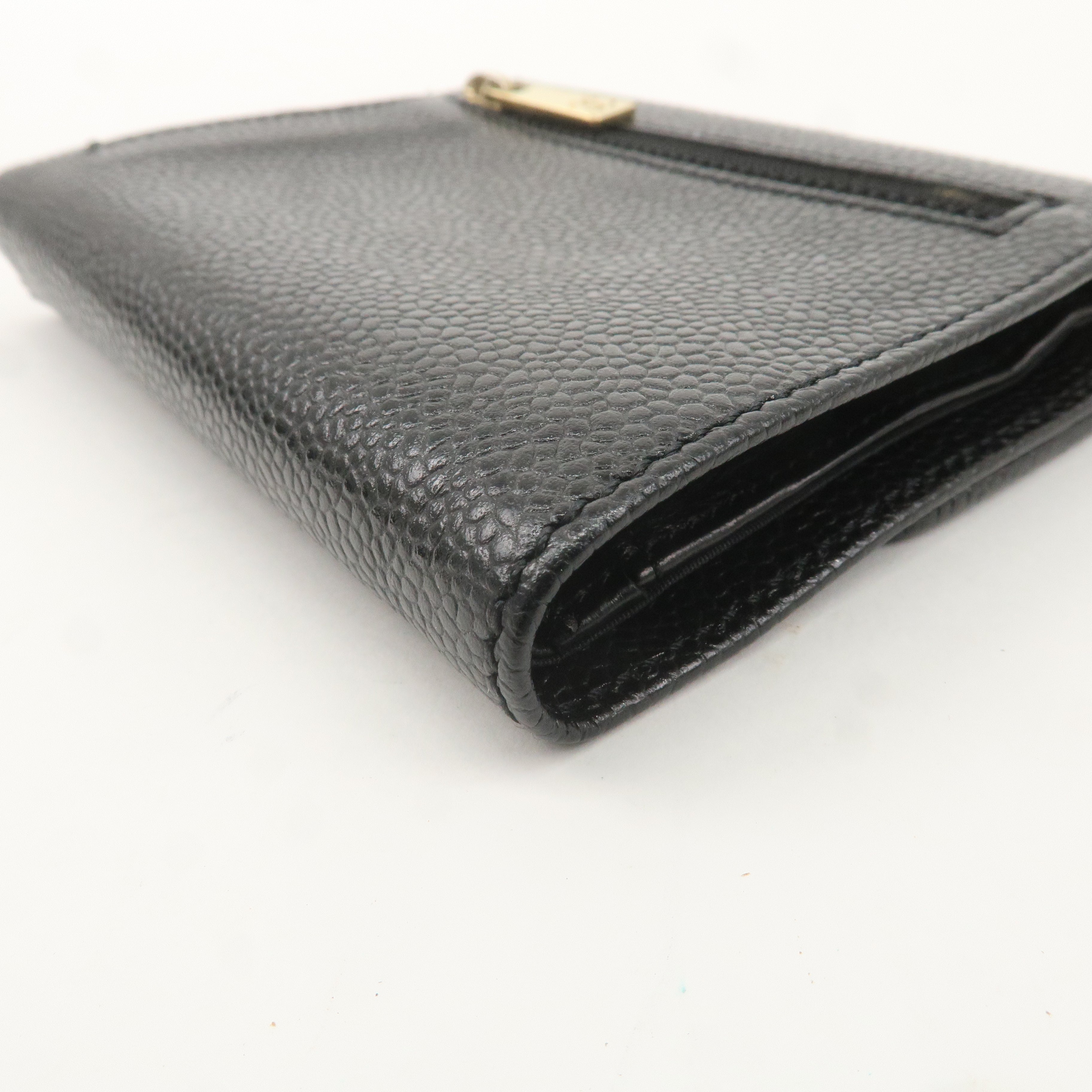 CHANEL Caviar Skin Coco Mark Tri-fold Wallet Black A13226