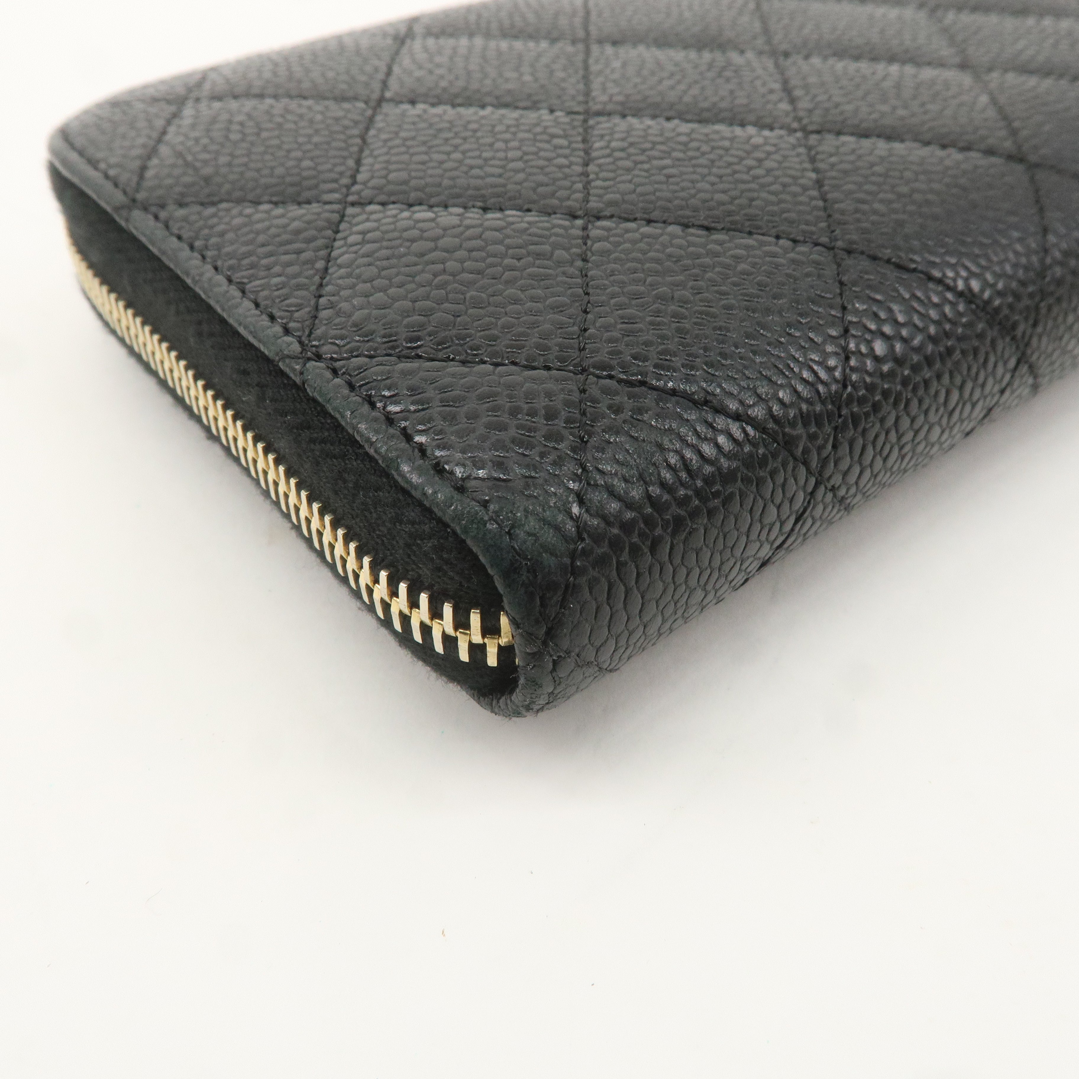 CHANEL Caviar Skin Coco Mark Matelasse Long Wallet Black A50097