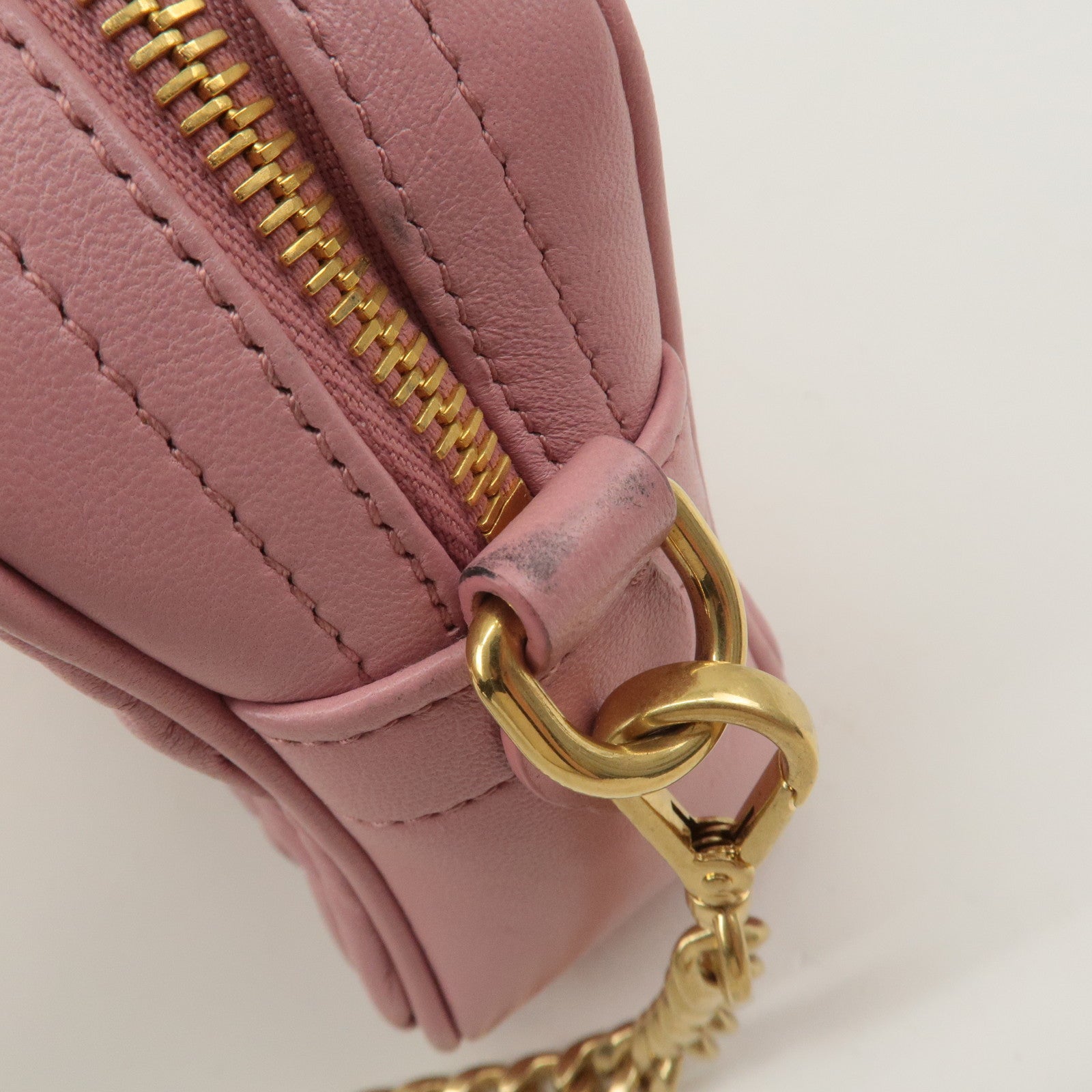 MIU MIU Matelasse Leather Chain Shoulder Bag Pink