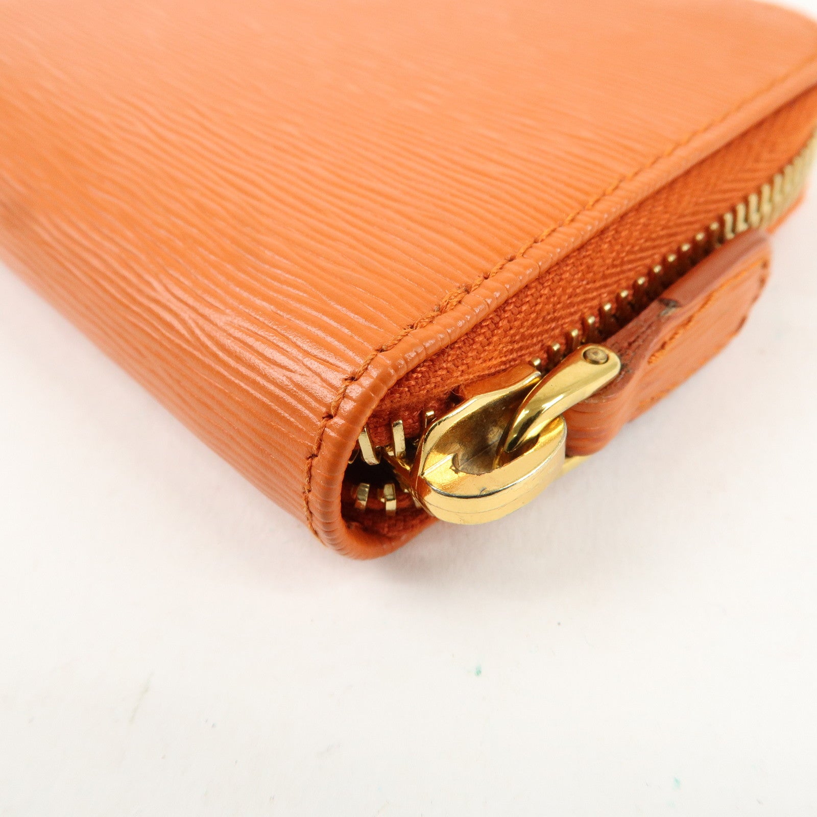 PRADA Saffiano Leather Round Zipper Coin Case Orange