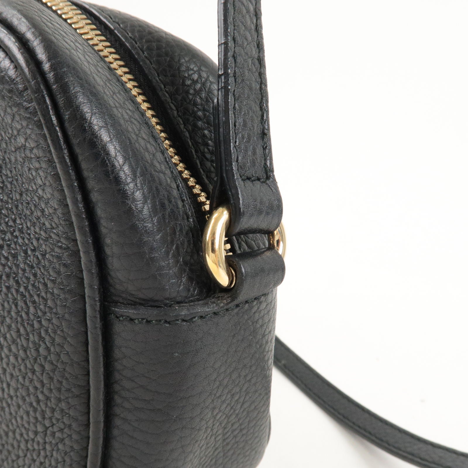 GUCCI SOHO Small Disco Leather Shoulder Bag Black 308364