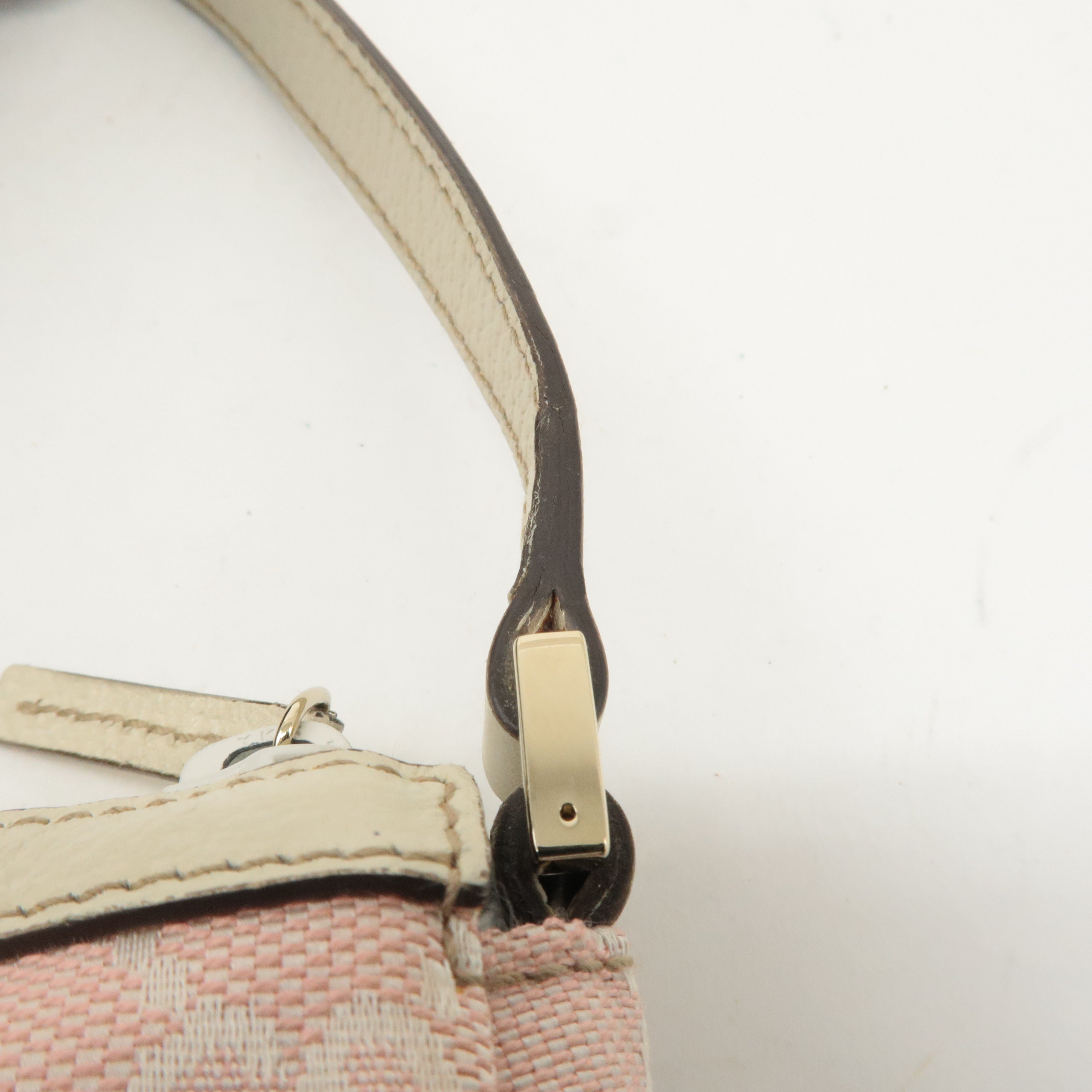 GUCCI Abbey GG Canvas Hand Bag Pouch Beige Pink 145750