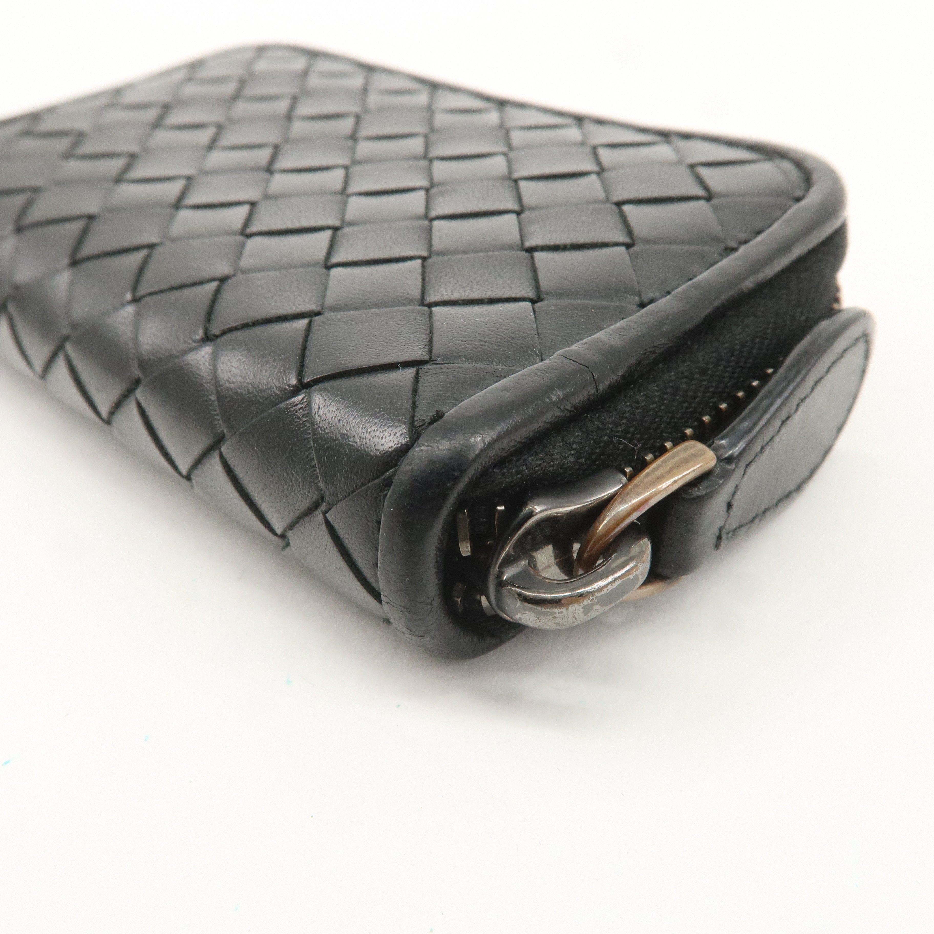 BOTTEGA VENETA Intrecciato Leather Coin Case Coin Purse Black