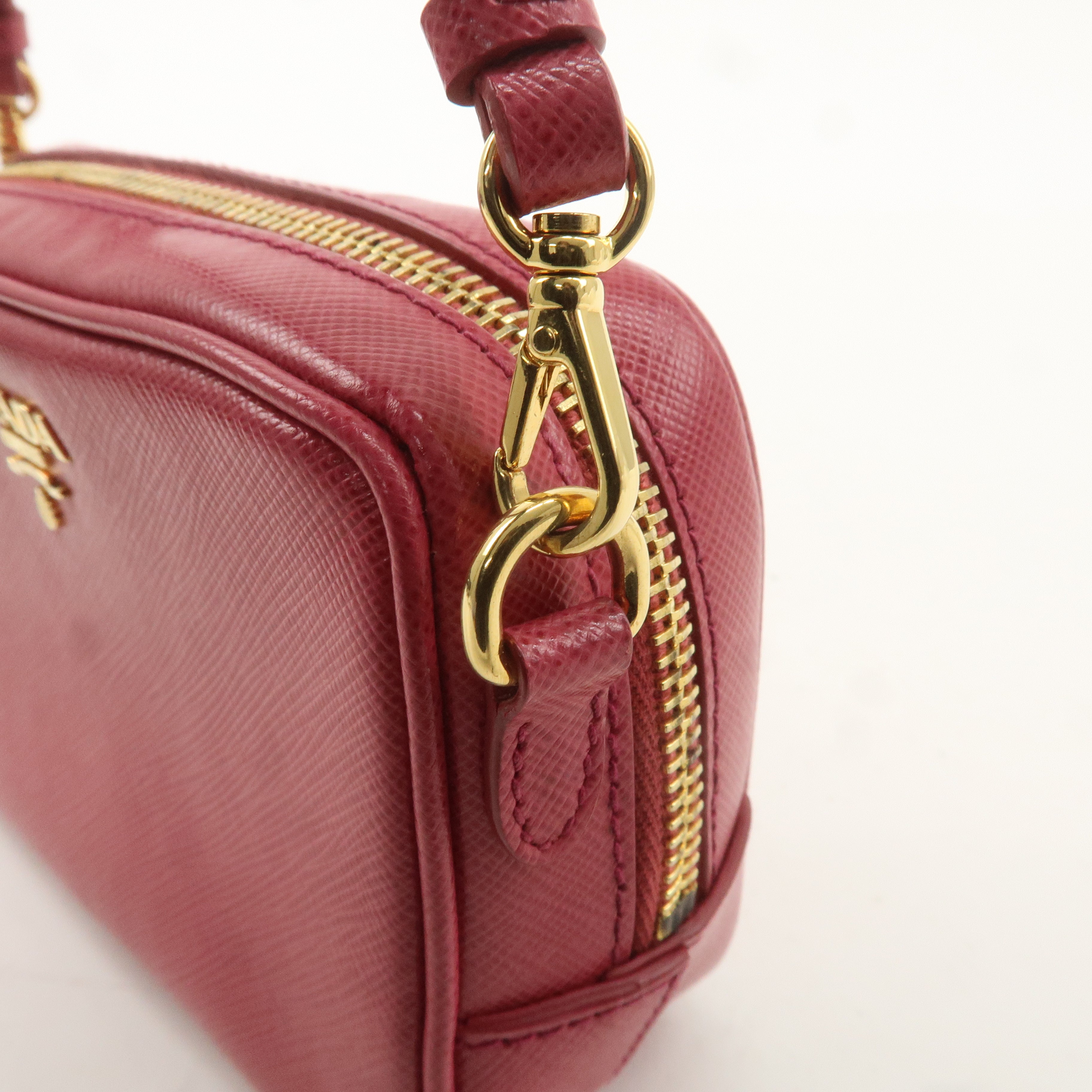 PRADA Logo Leather Crossbody Shoulder Bag Pink 1N1674