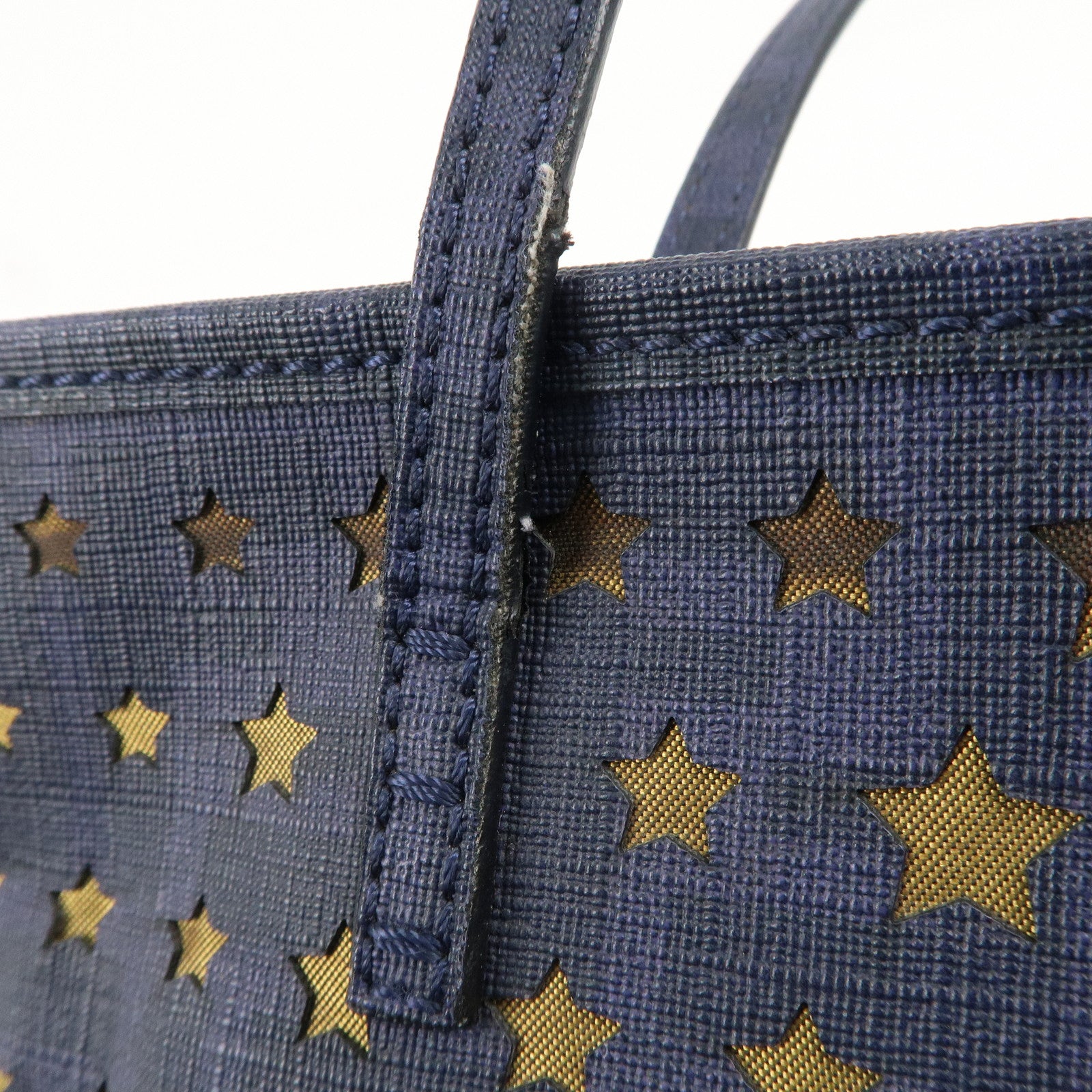 FENDI Zucca PVC Canvas Punching Star Tote Bag Navy 8BH223