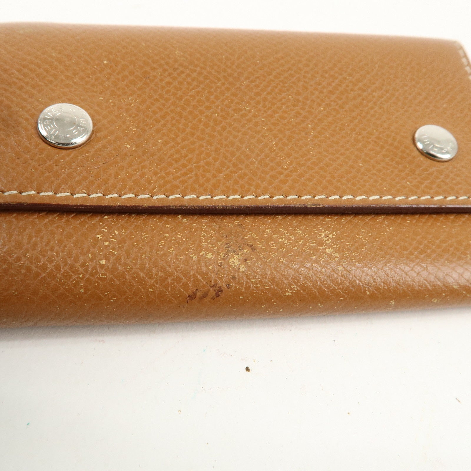 HERMES Epsom Etui Cles 4 L Stamped Key Case Gold Brown