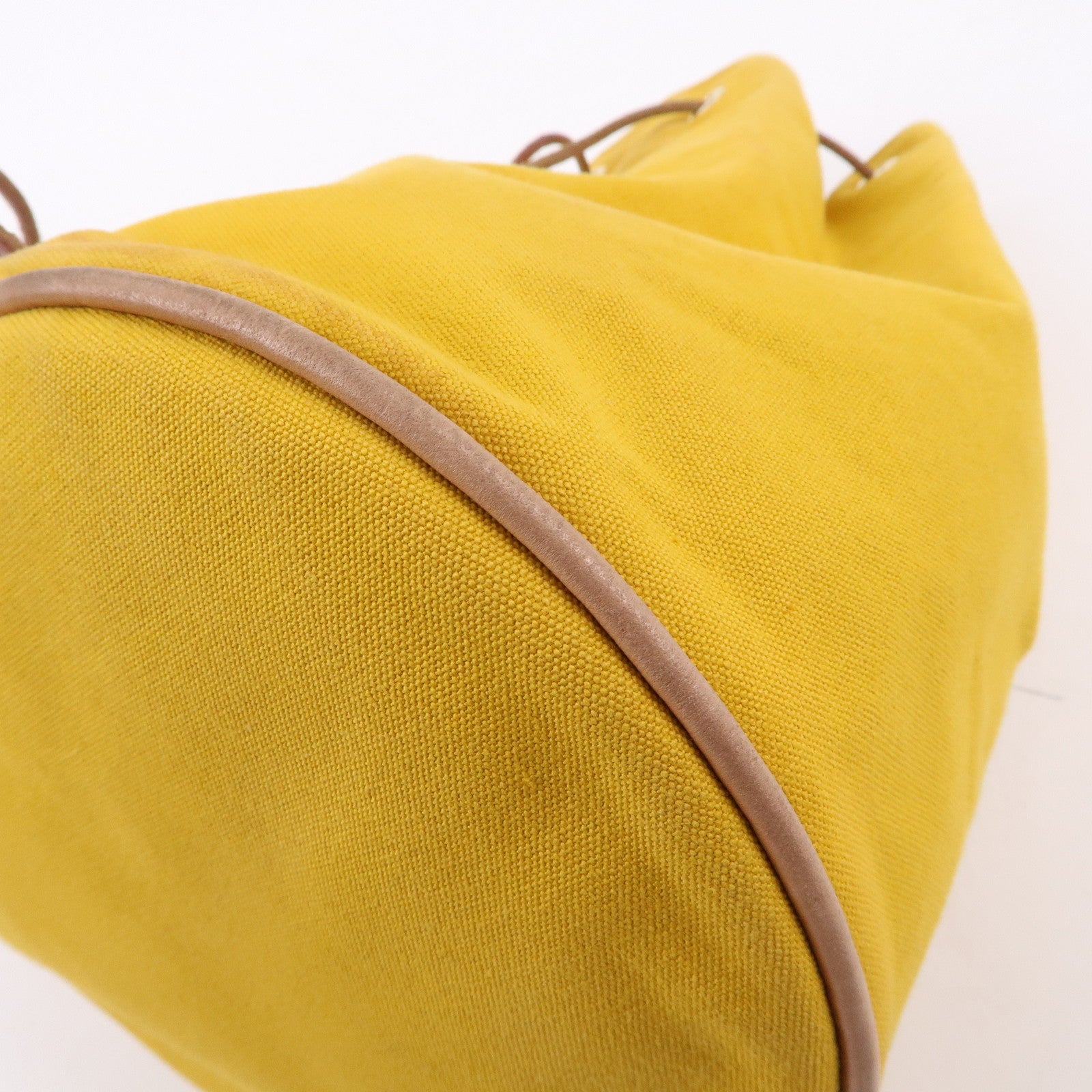 HERMES Canvas Leather Porochon Mimil PM Shoulder Bag Yellow