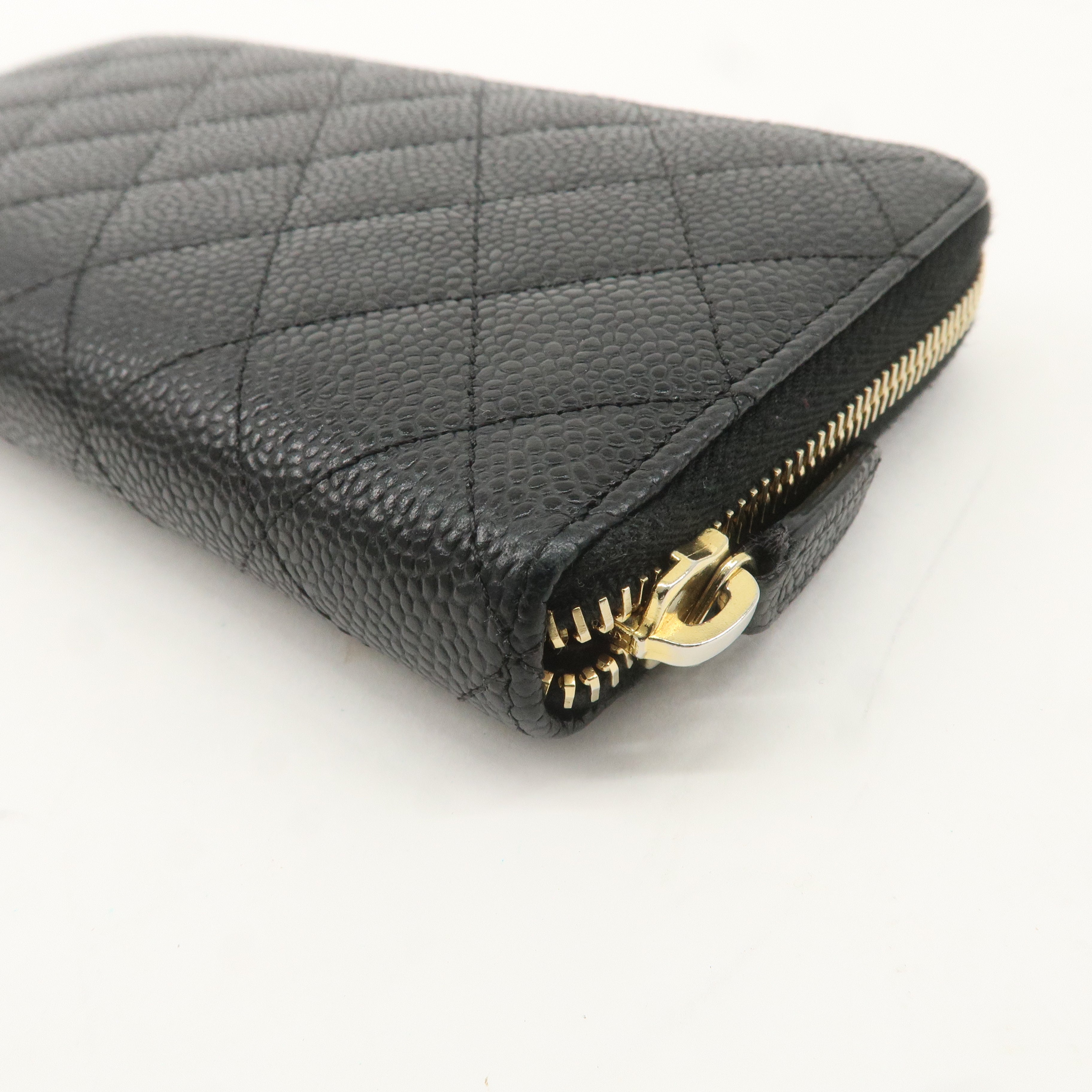 CHANEL Caviar Skin Coco Mark Matelasse Long Wallet Black A50097