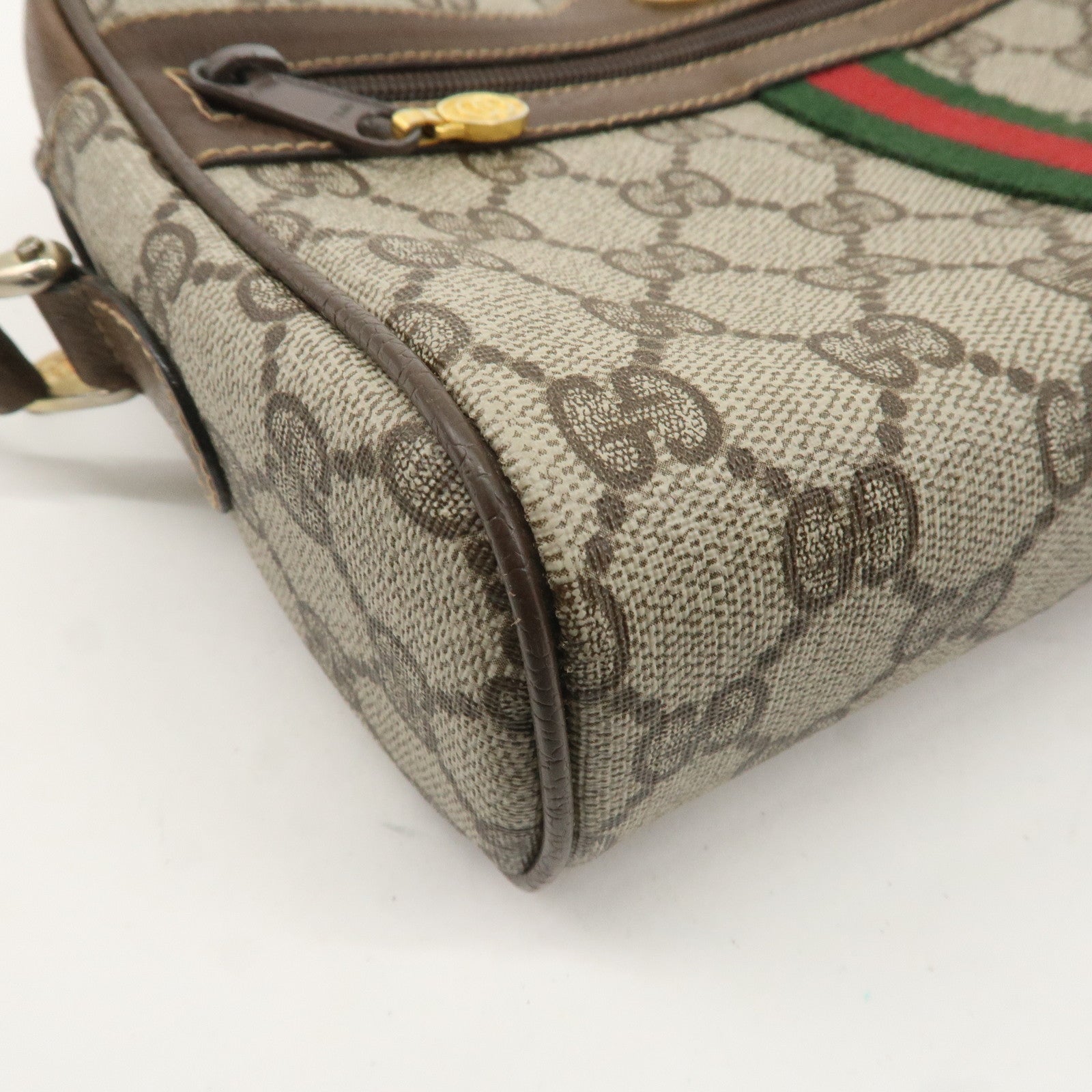 GUCCI Old Gucci Sherry GG Plus Leather Shoulder Bag Beige 010.378