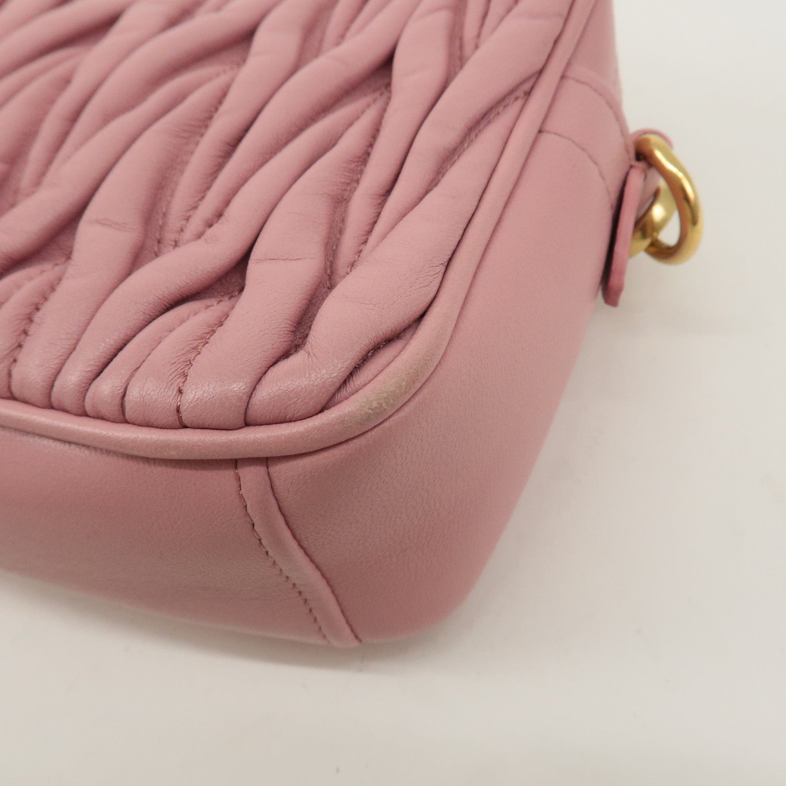 MIU MIU Matelasse Leather Chain Shoulder Bag Pink