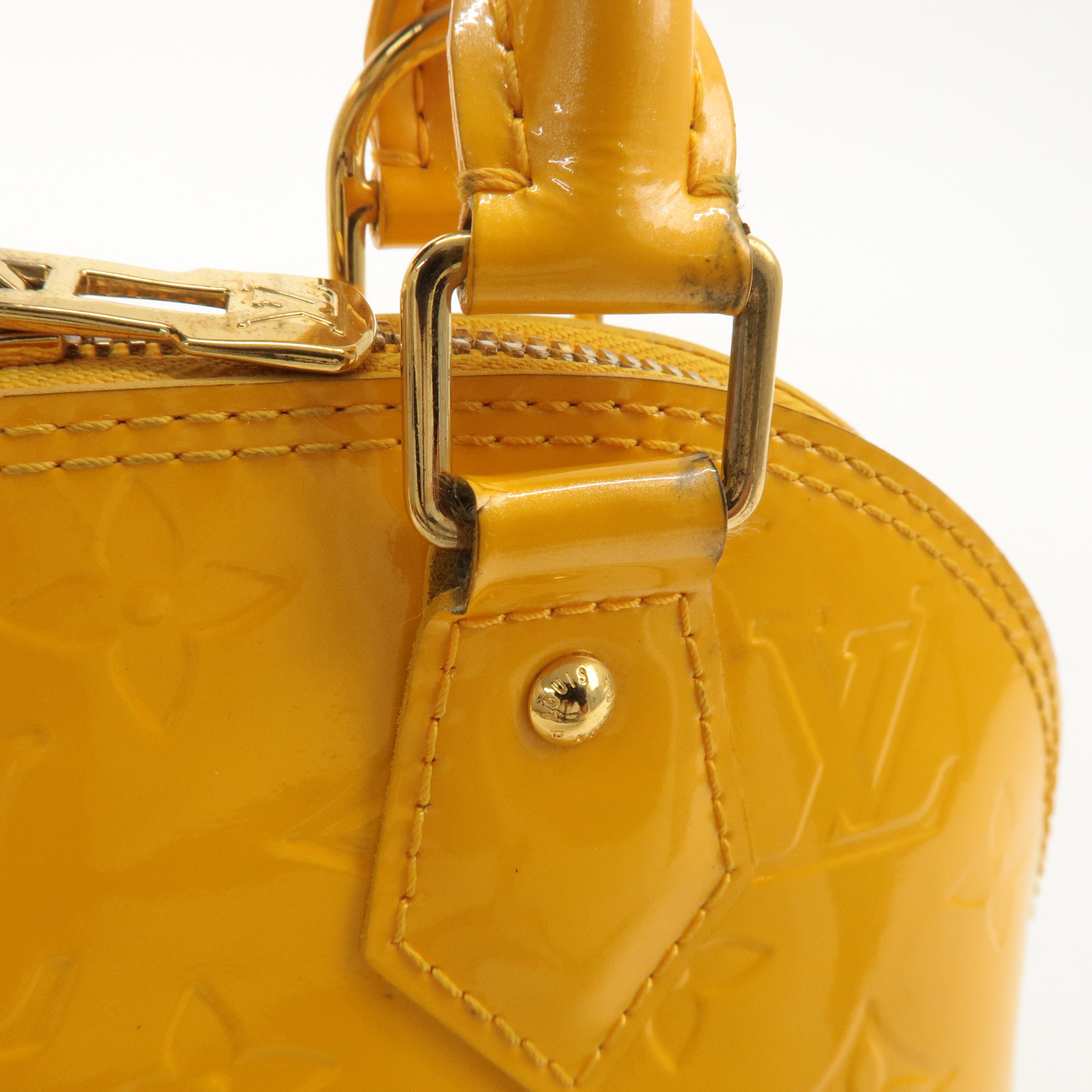 Louis Vuitton Monogram Vernis Alma BB 2Way Bag Yellow M91697