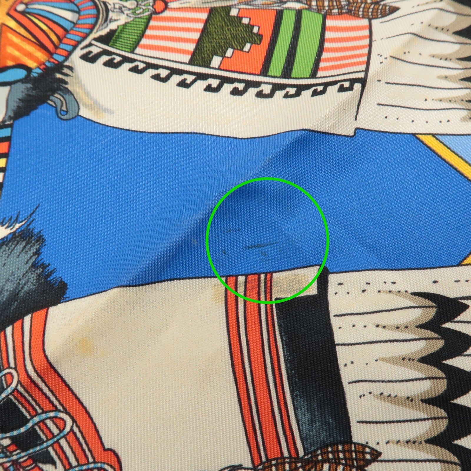 HERMES Carre 90 Silk 100% Scarf Kachinas Kachinas Print Blue