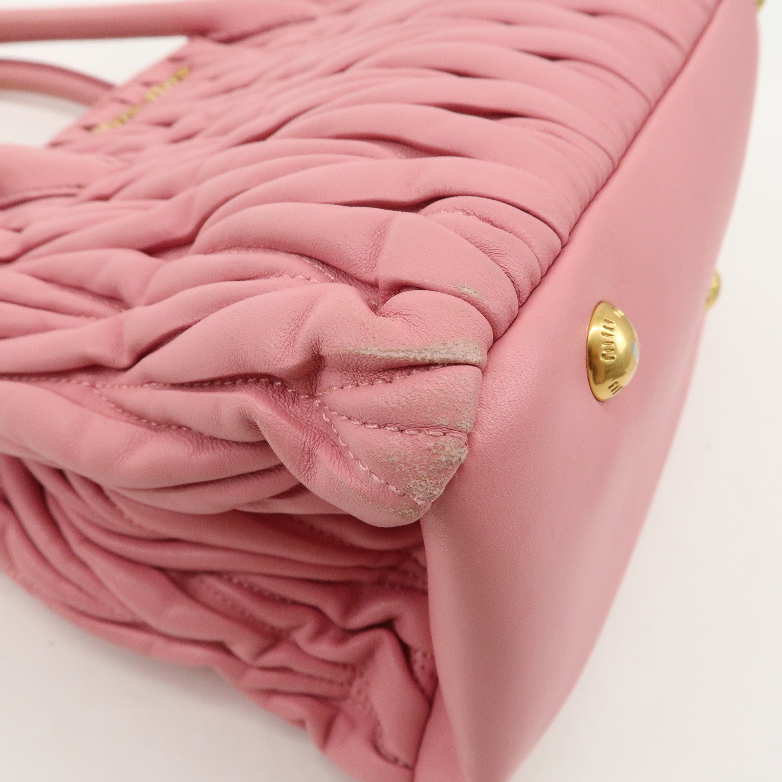 MIU MIU Matelasse Leather 2Way Shoulder Hand Bag Pink RN1069