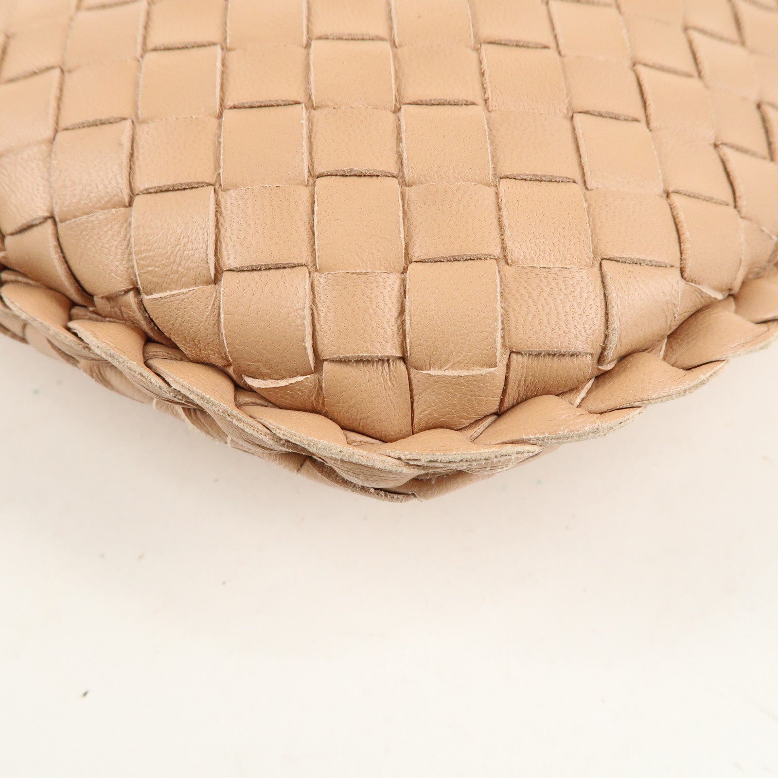 BOTTEGA VENETA Hobo Intrecciato Leather Shoulder Bag Pink Beige