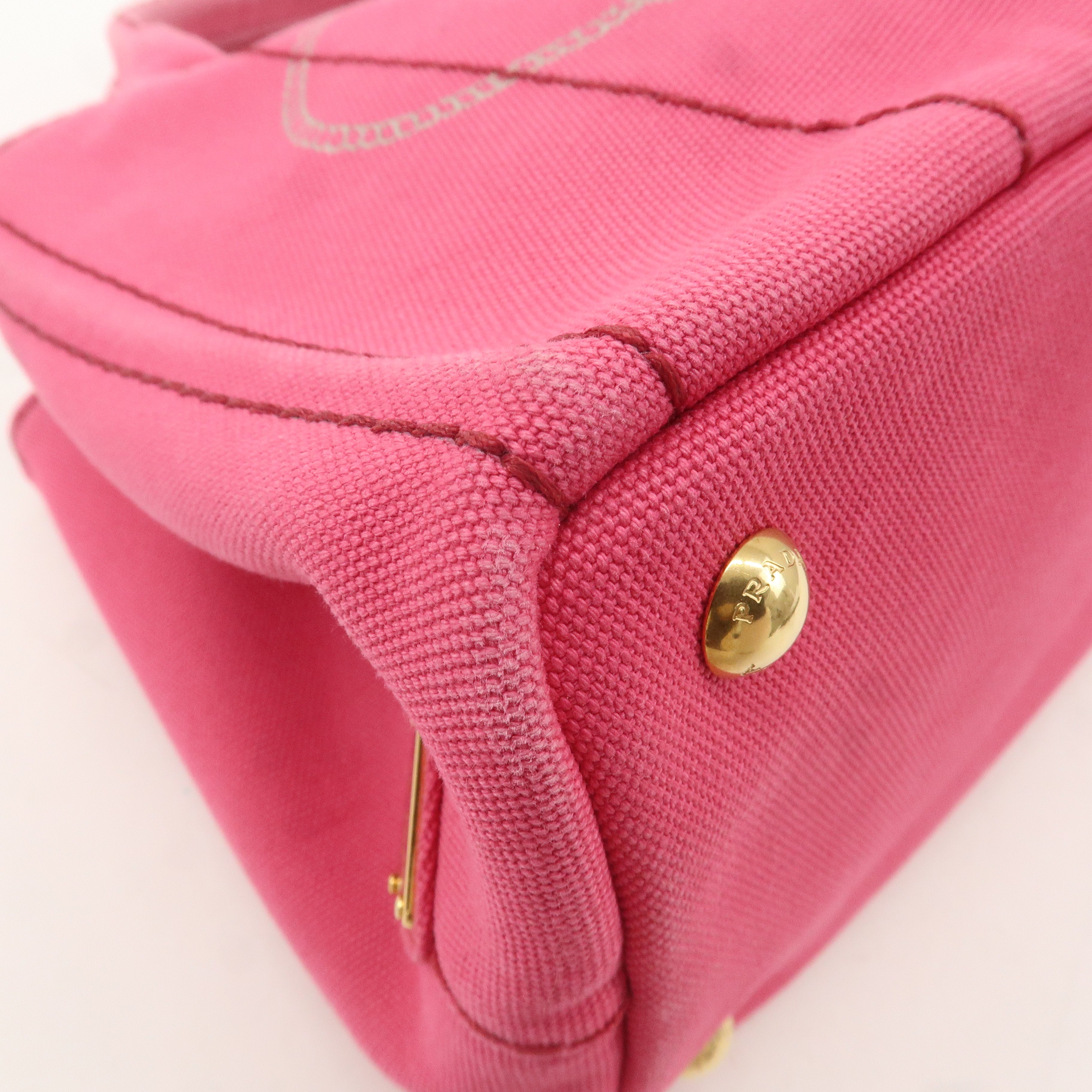 PRADA Canapa Mini Canvas 2Way Bag Hand Bag Pink B2439G