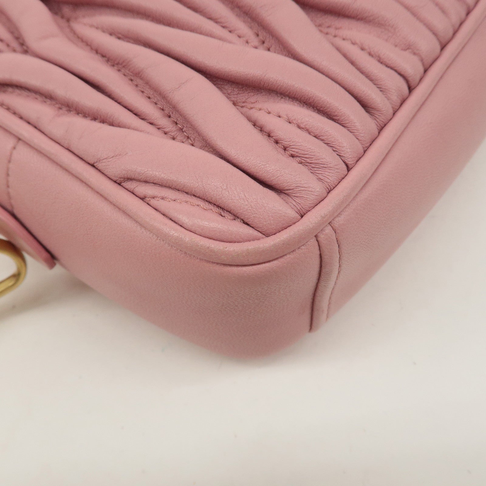 MIU MIU Matelasse Leather Chain Shoulder Bag Pink