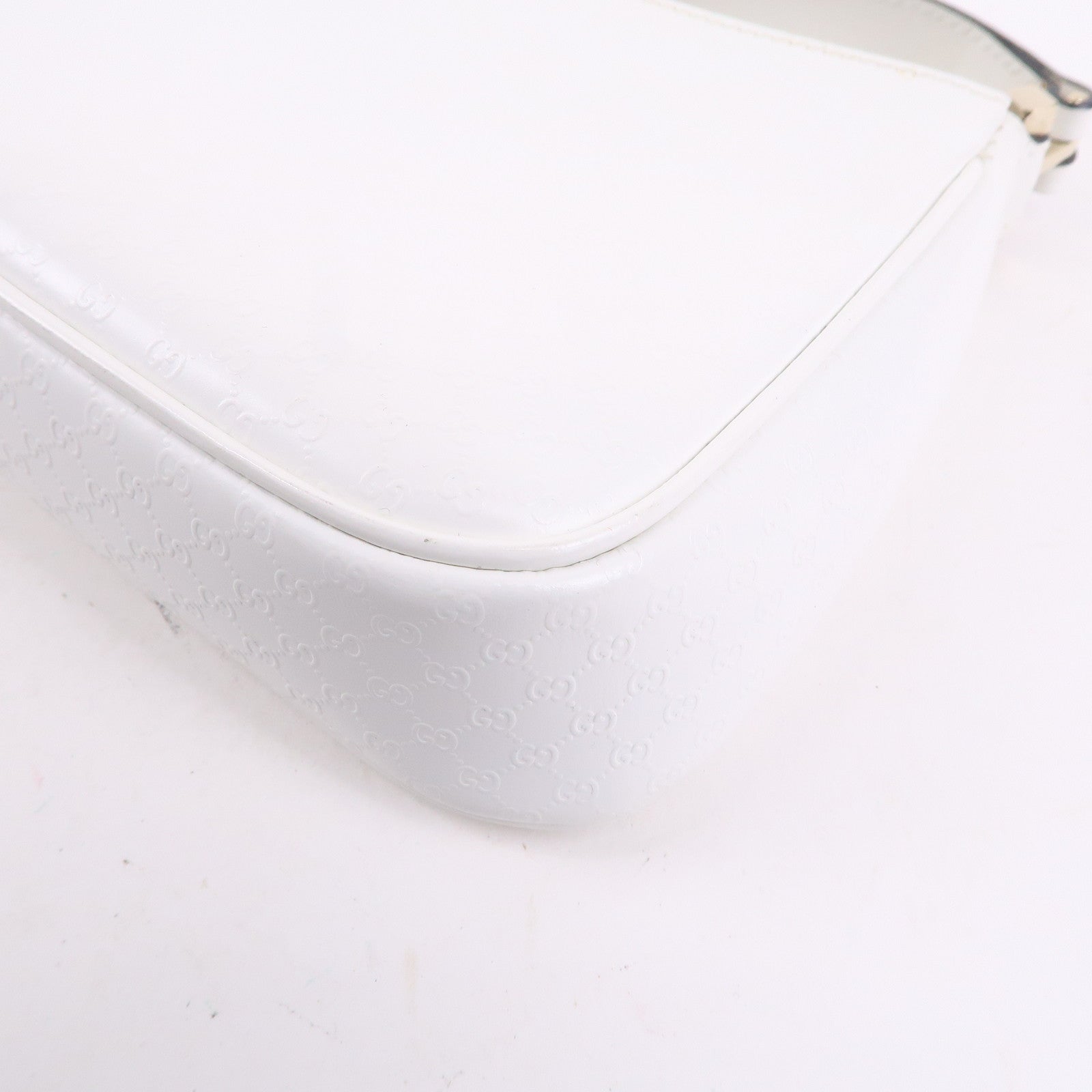 GUCCI Leather Microgucci Pattern Shoulder Bag WHite 001・4152