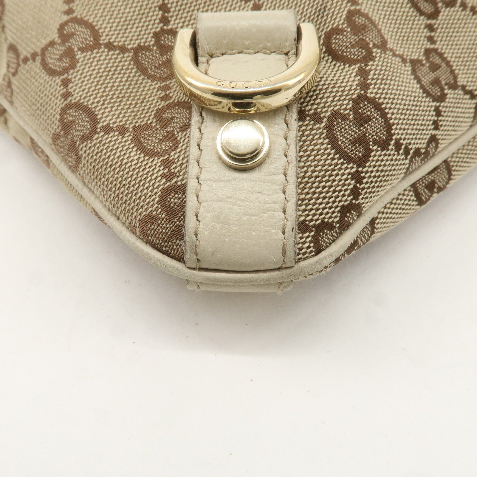 GUCCI Abbey GG Canvas Leather Shoulder Bag Beige Ivory 131326