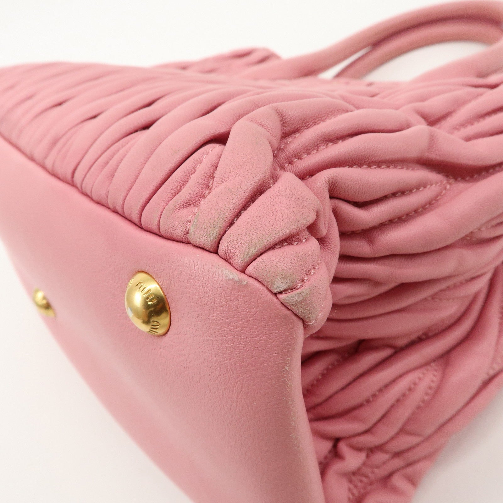 MIU MIU Matelasse Leather 2Way Shoulder Hand Bag Pink RN1069