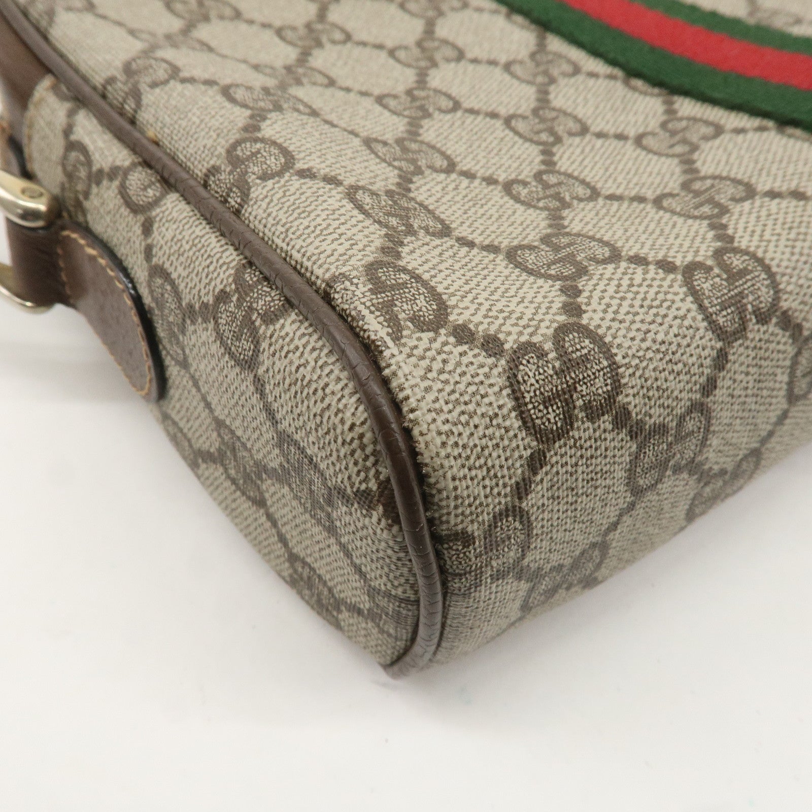 GUCCI Old Gucci Sherry GG Plus Leather Shoulder Bag Beige 010.378