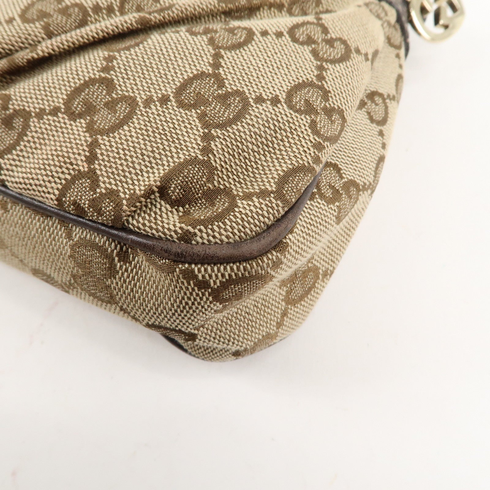 GUCCI Lovely GG Canvas Leather Hand Bag Beige Brown 245938