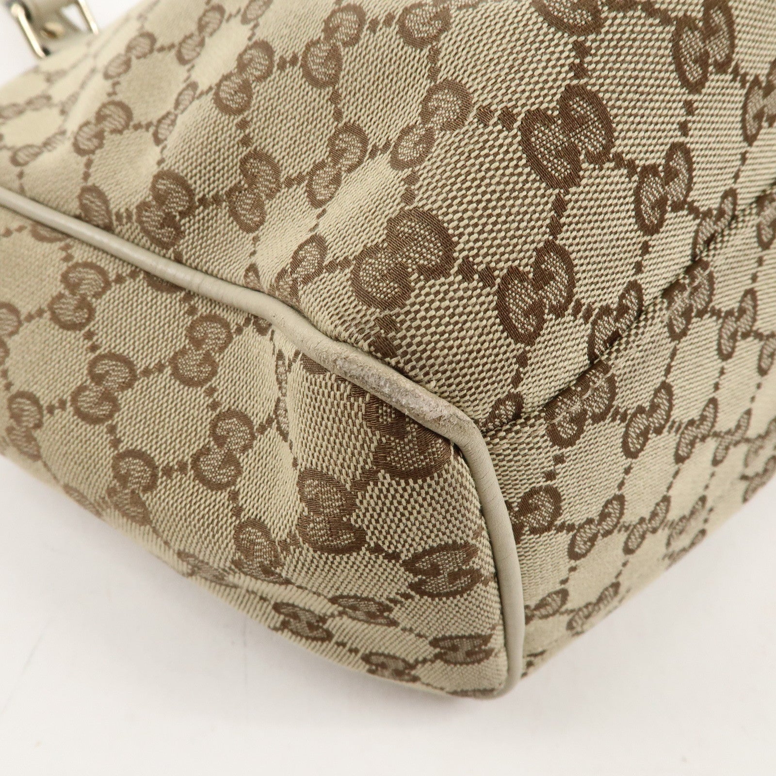 GUCCI Sukey GG Canvas Leather Hand Bag Beige Ivory 211944