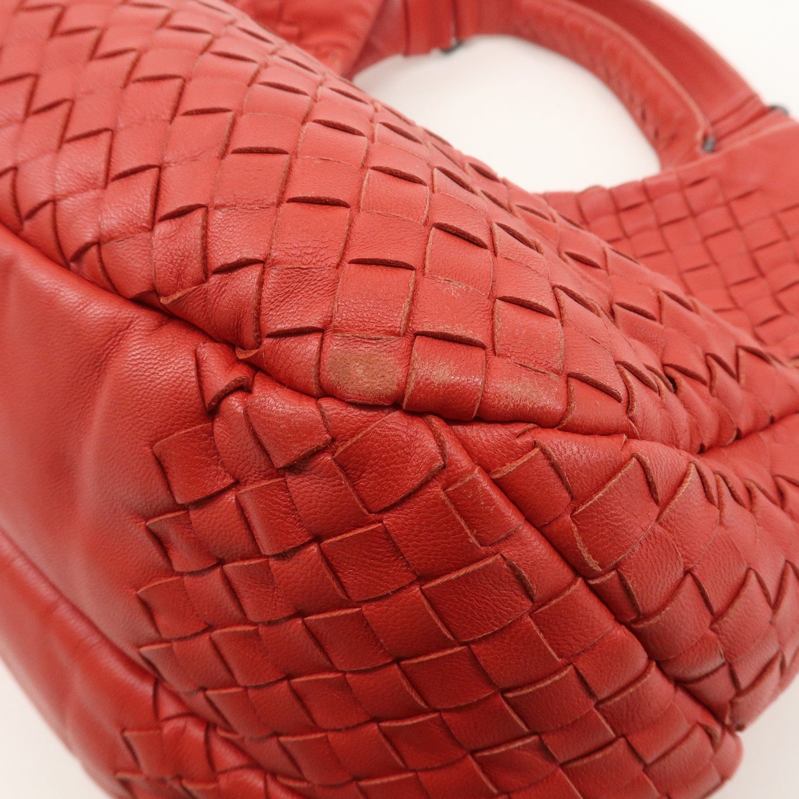 BOTTEGA VENETA Intrecciato Leather Shoulder Bag Red 125787