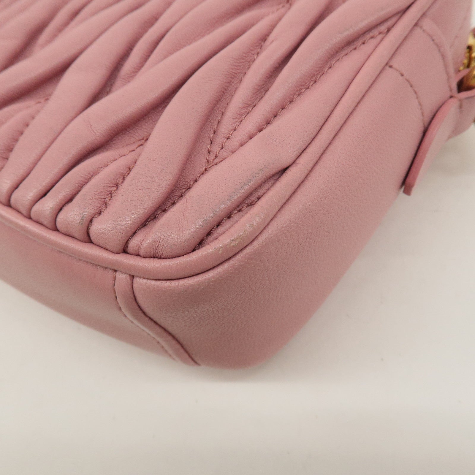 MIU MIU Matelasse Leather Chain Shoulder Bag Pink