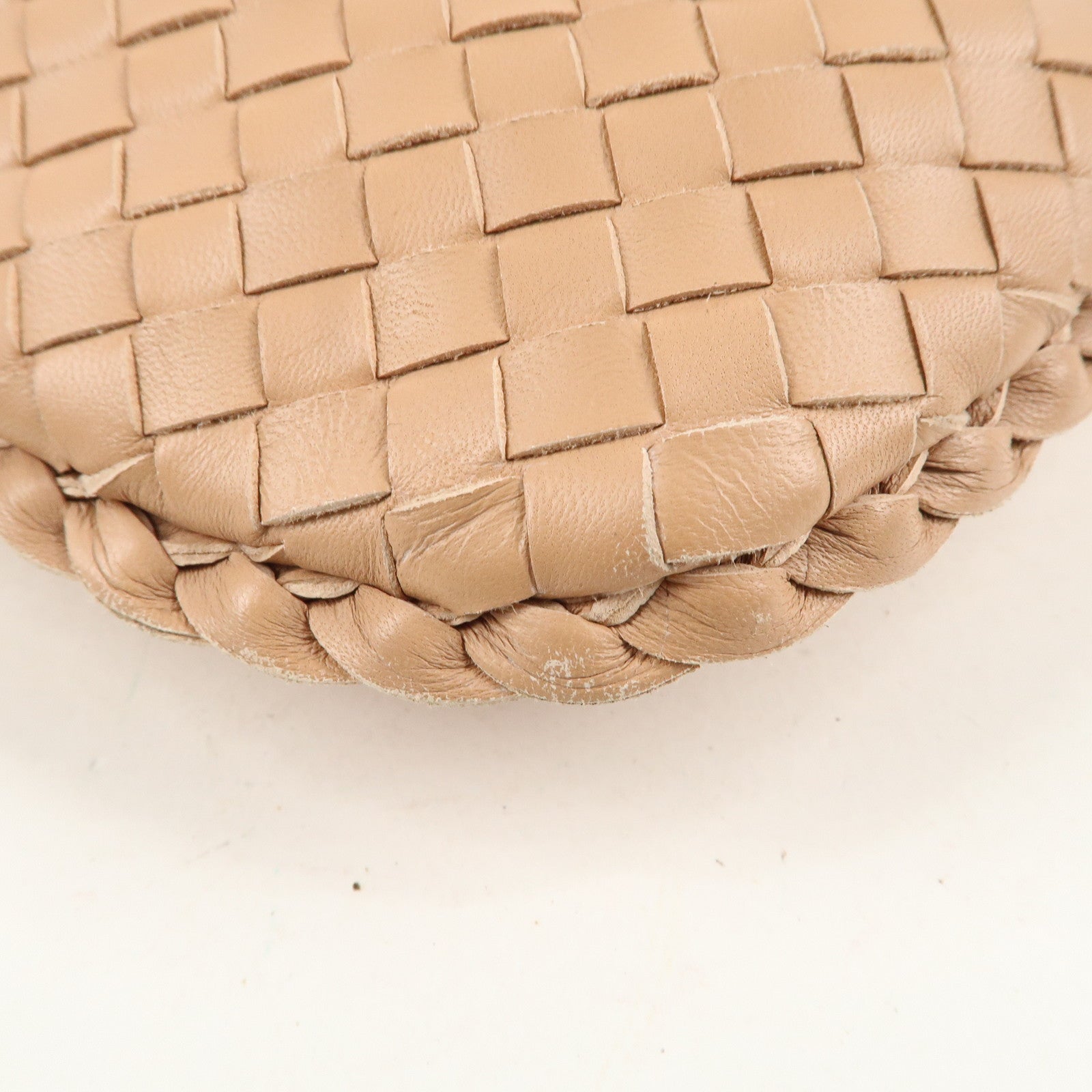 BOTTEGA VENETA Hobo Intrecciato Leather Shoulder Bag Pink Beige