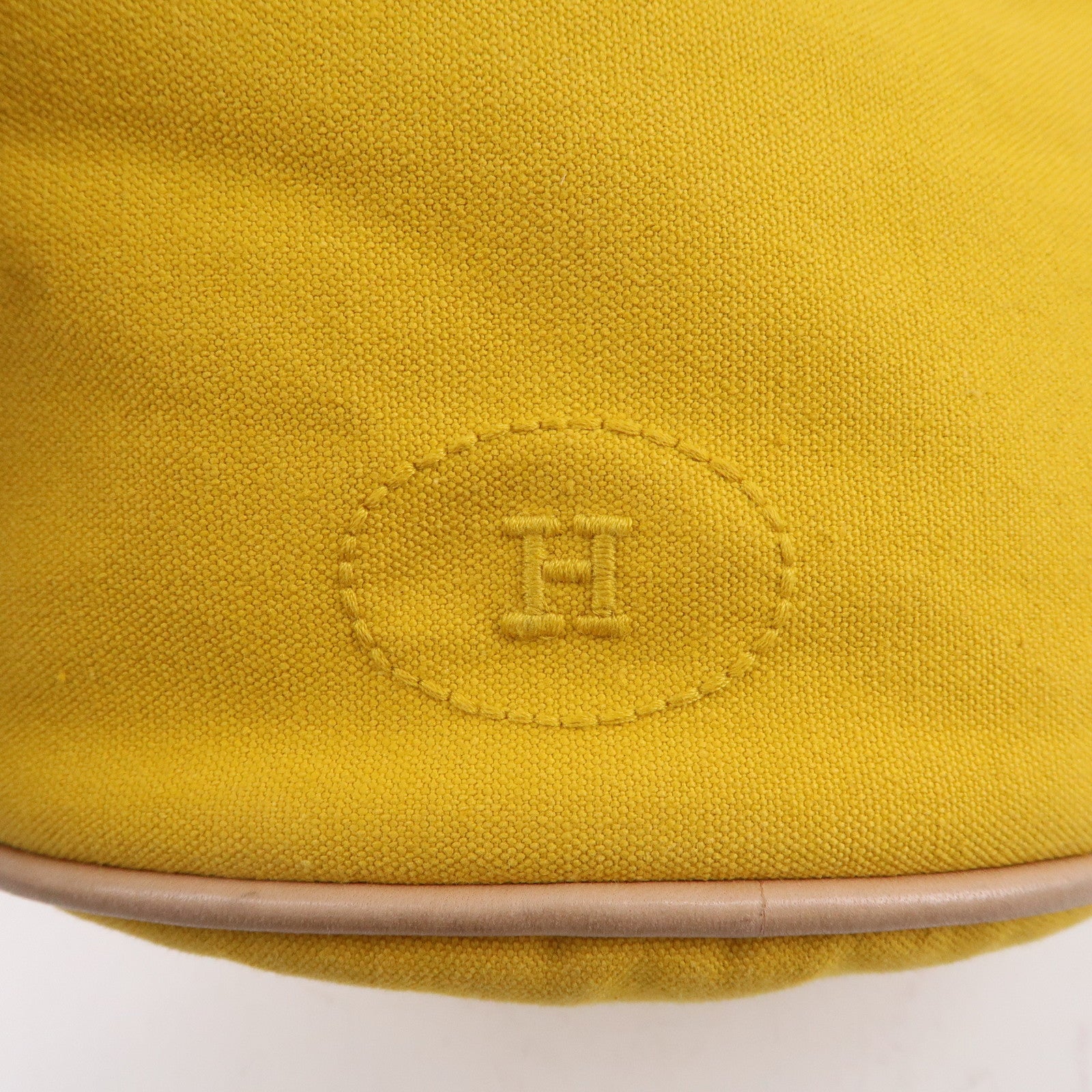 HERMES Canvas Leather Porochon Mimil PM Shoulder Bag Yellow