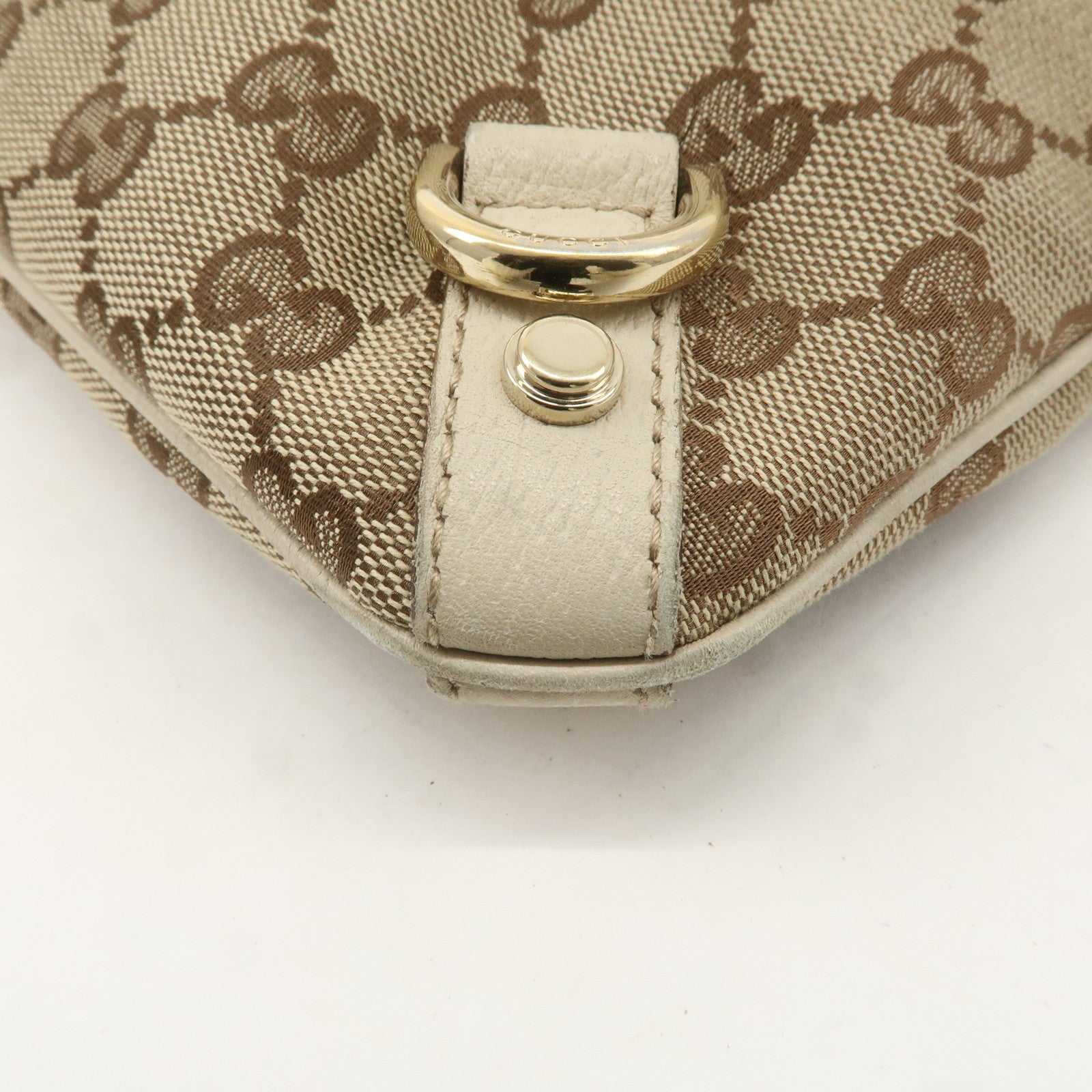 GUCCI Abbey GG Canvas Leather Shoulder Bag Beige Ivory 131326