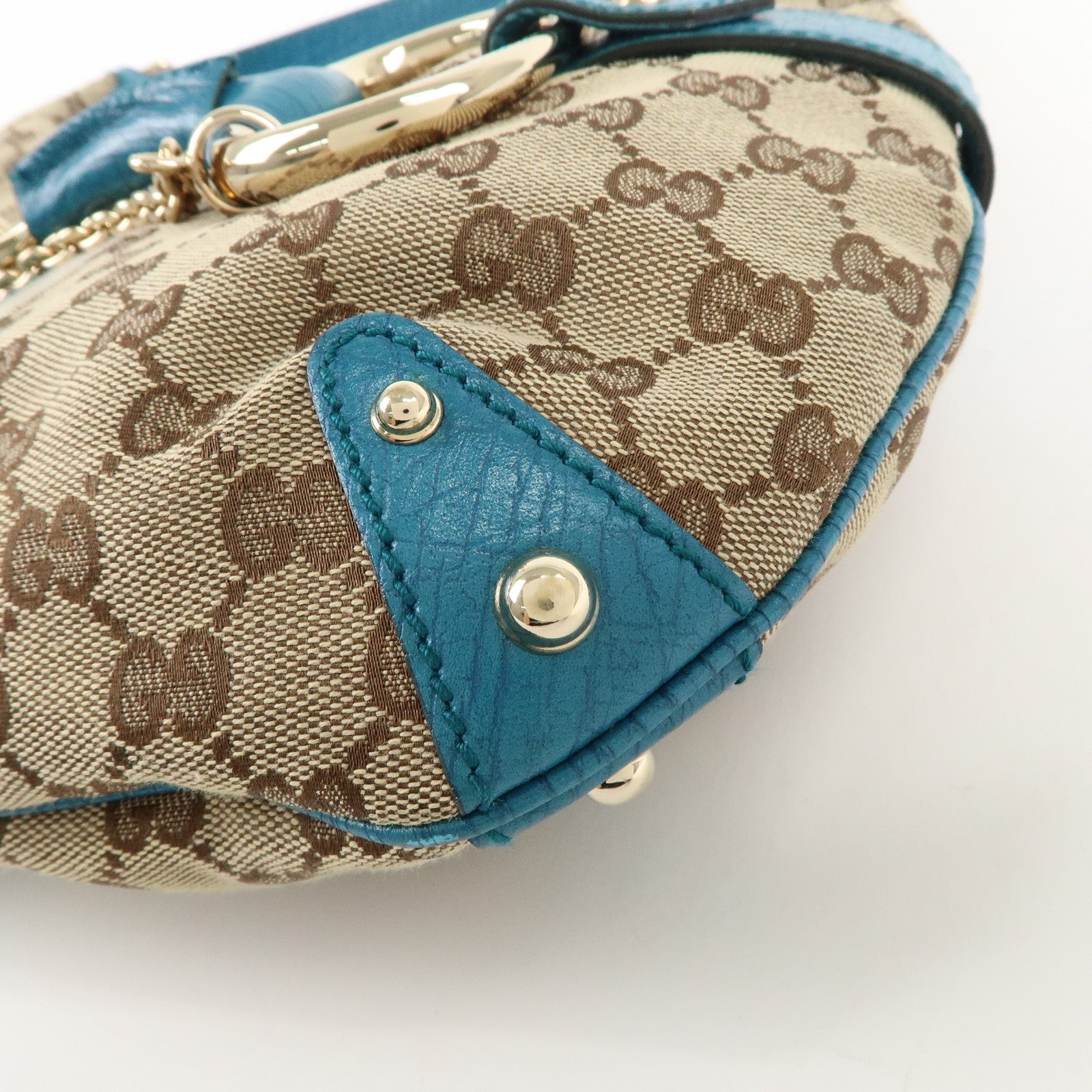 GUCCI Horsebit Sherry GG Canvas Leather Shoulder Bag 131026