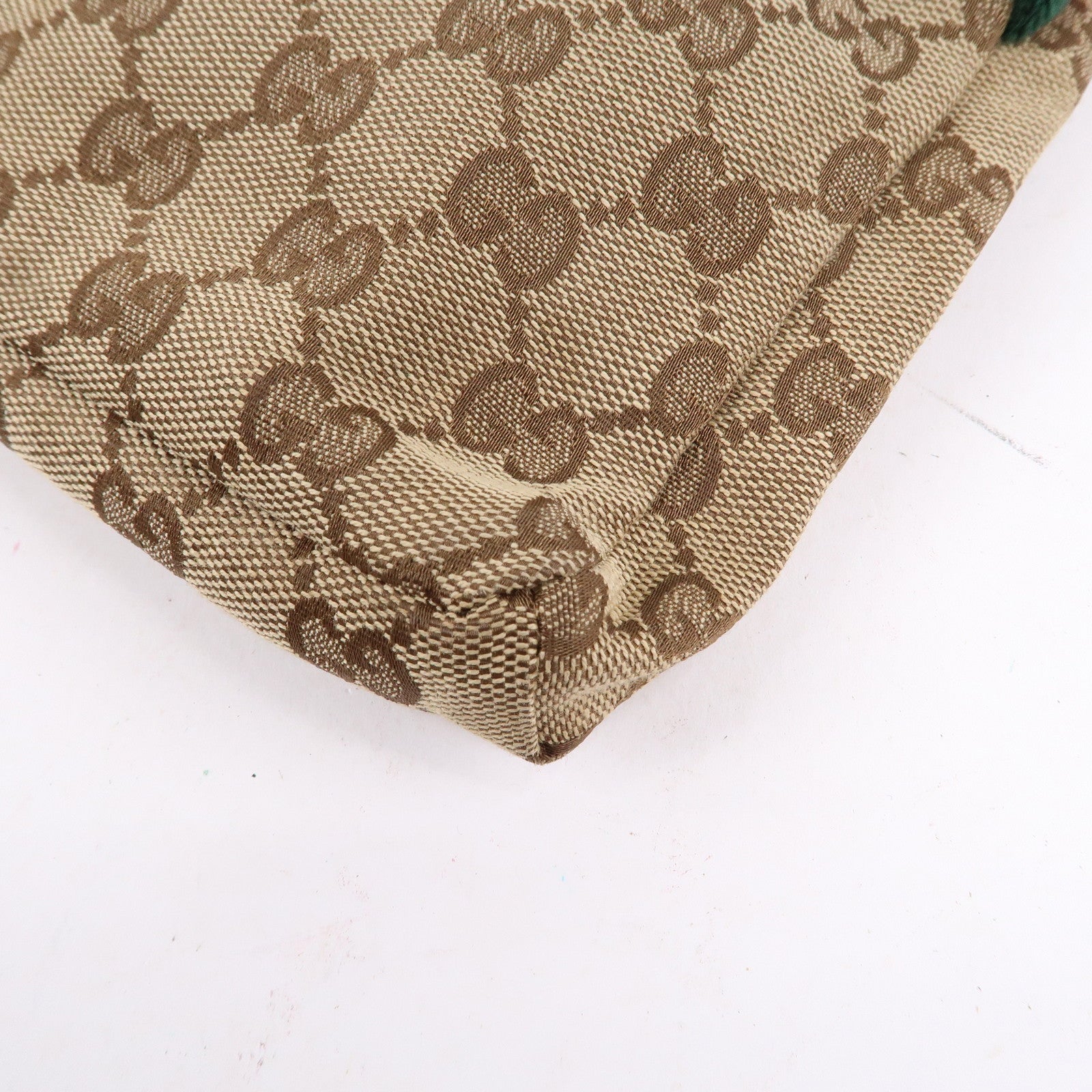 GUCCI Sherry GG Canvas Leather Waist Bag Beige Brown 28566