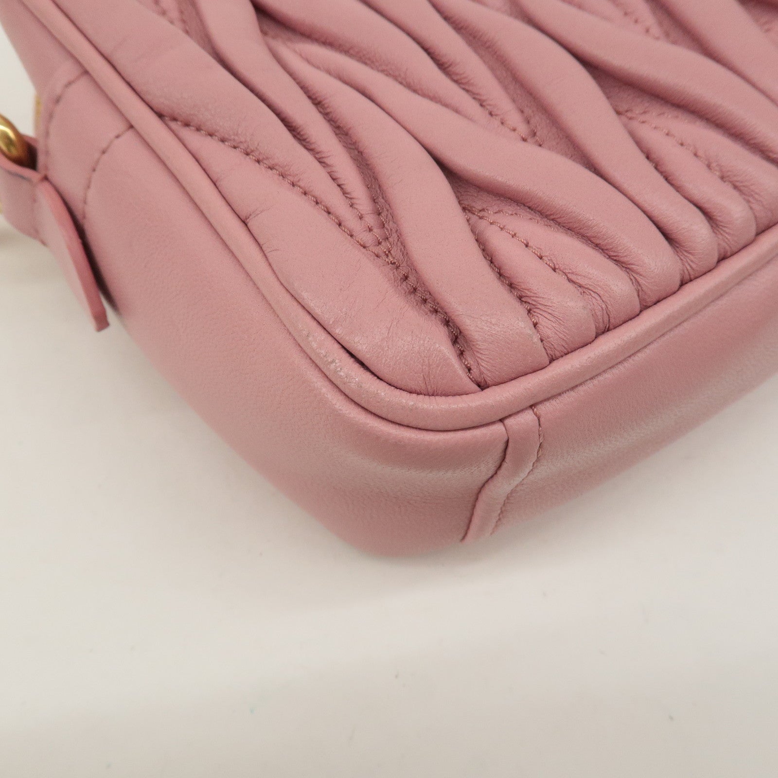 MIU MIU Matelasse Leather Chain Shoulder Bag Pink