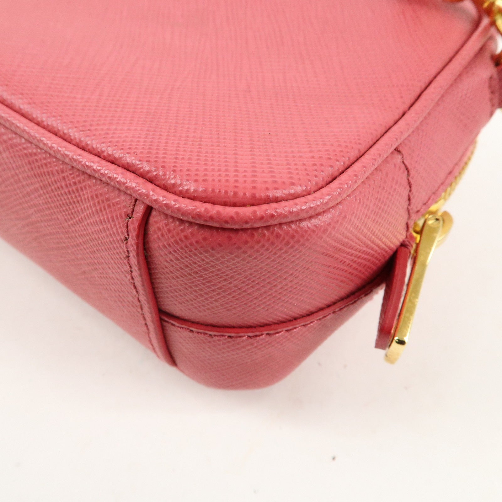 PRADA Logo Saffiano Leather Ribbon Shoulder Bag Pink 1N1674